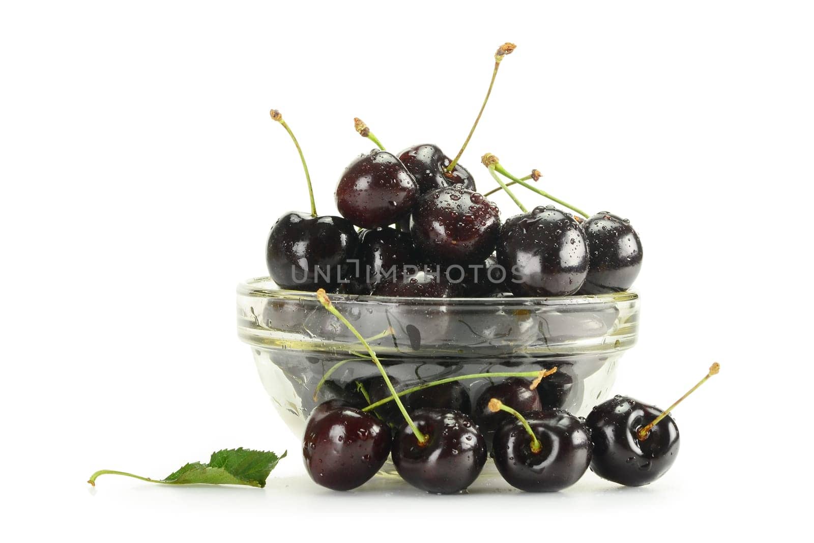Composition with fresh cherries isolated on white