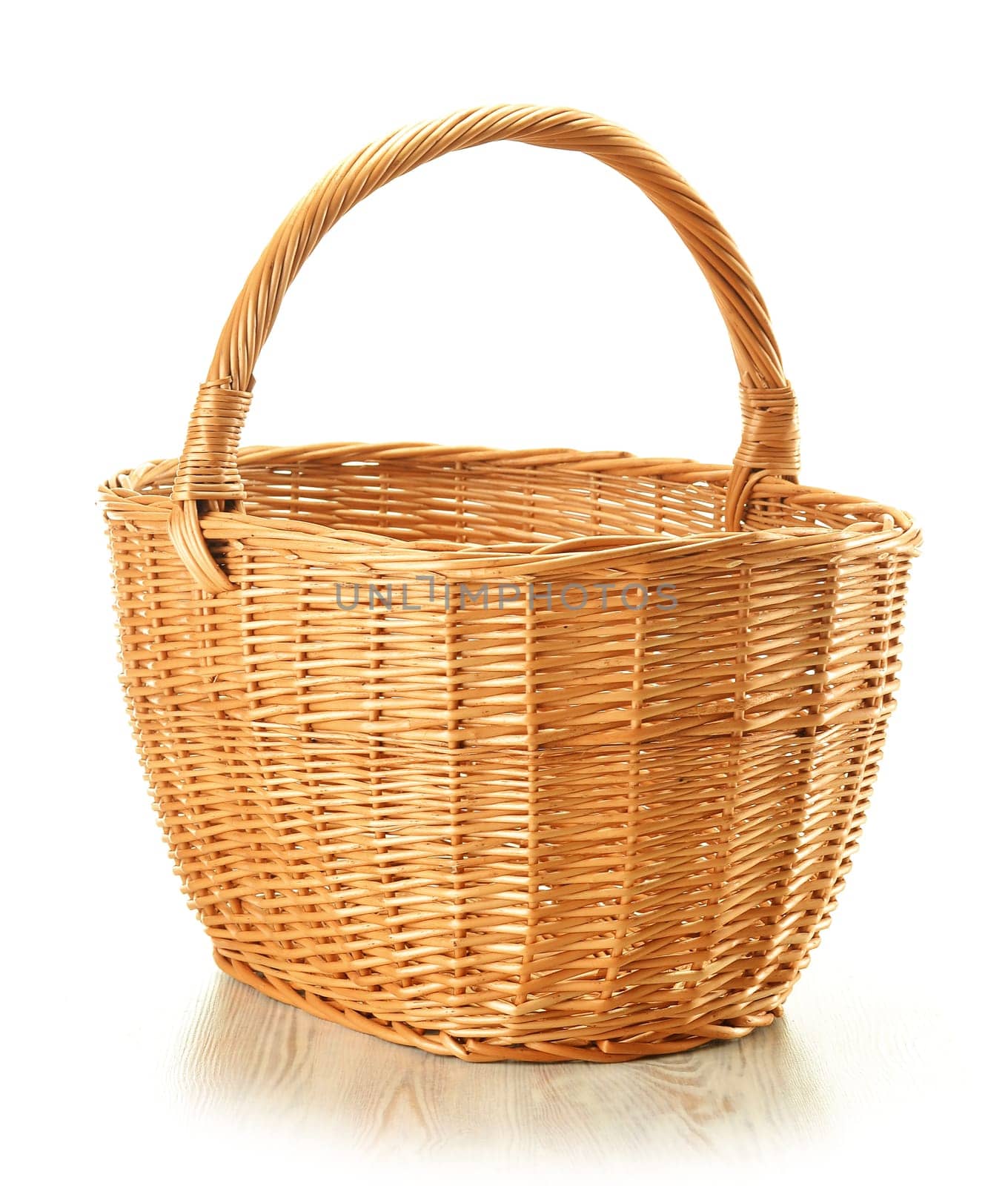Empty wicker basket isolated on white