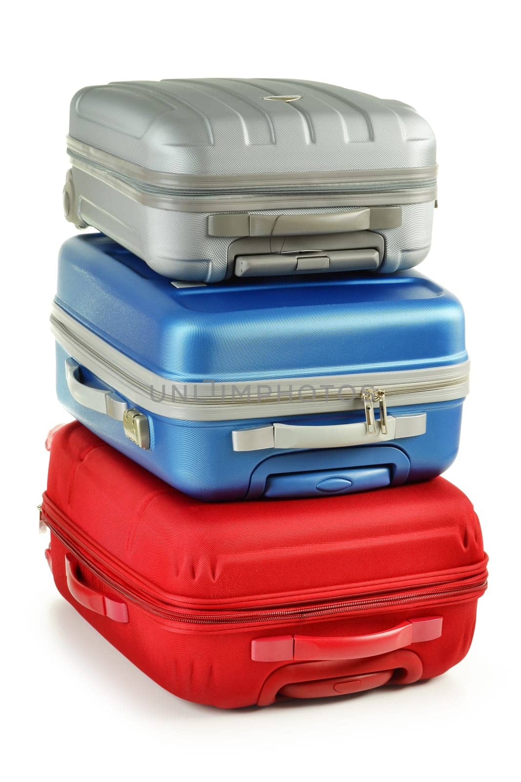 Luggage consisting of plycarbonate suitcases isolated on white