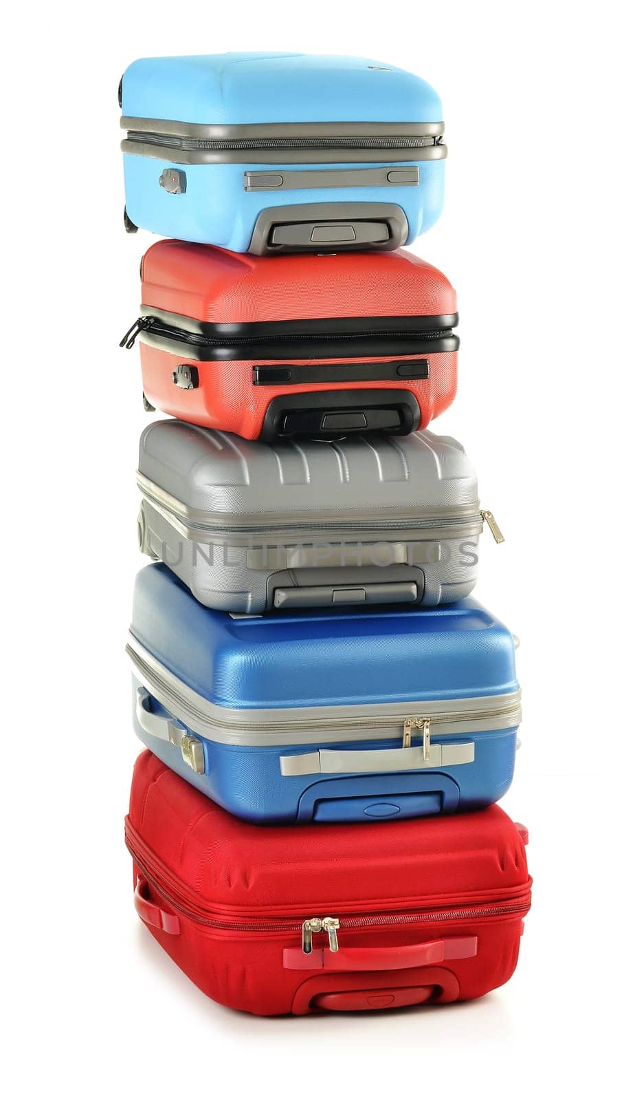 Luggage consisting of polycarbonate suitcases isolated on white