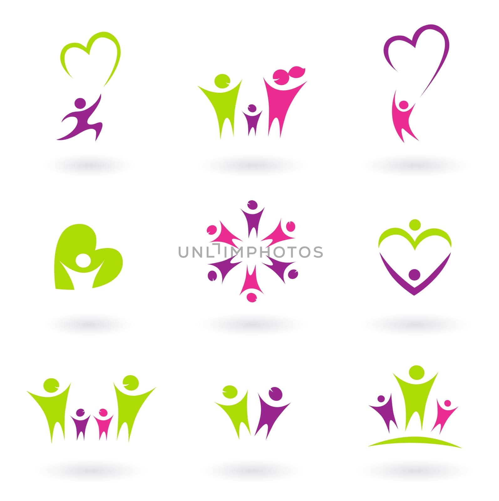 People abstract icons isolated on white. Vector Illustration.