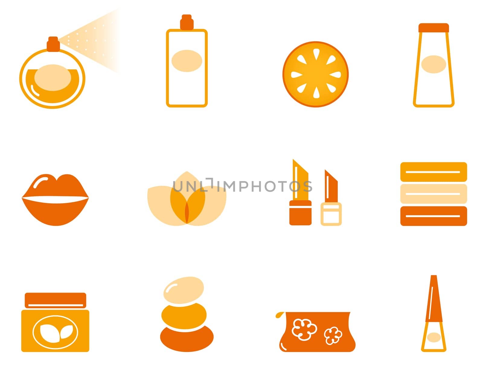 Vector collection of stylized cosmetic and wellness icons isolated on white.