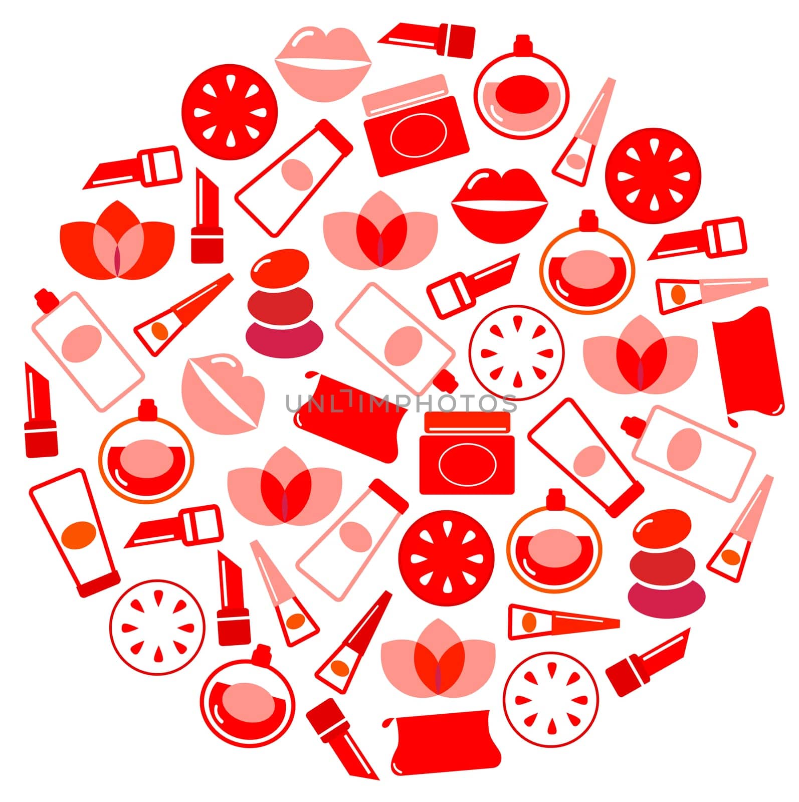 Icon set of fresh cosmetics bottles and elements. Vector Illustration.