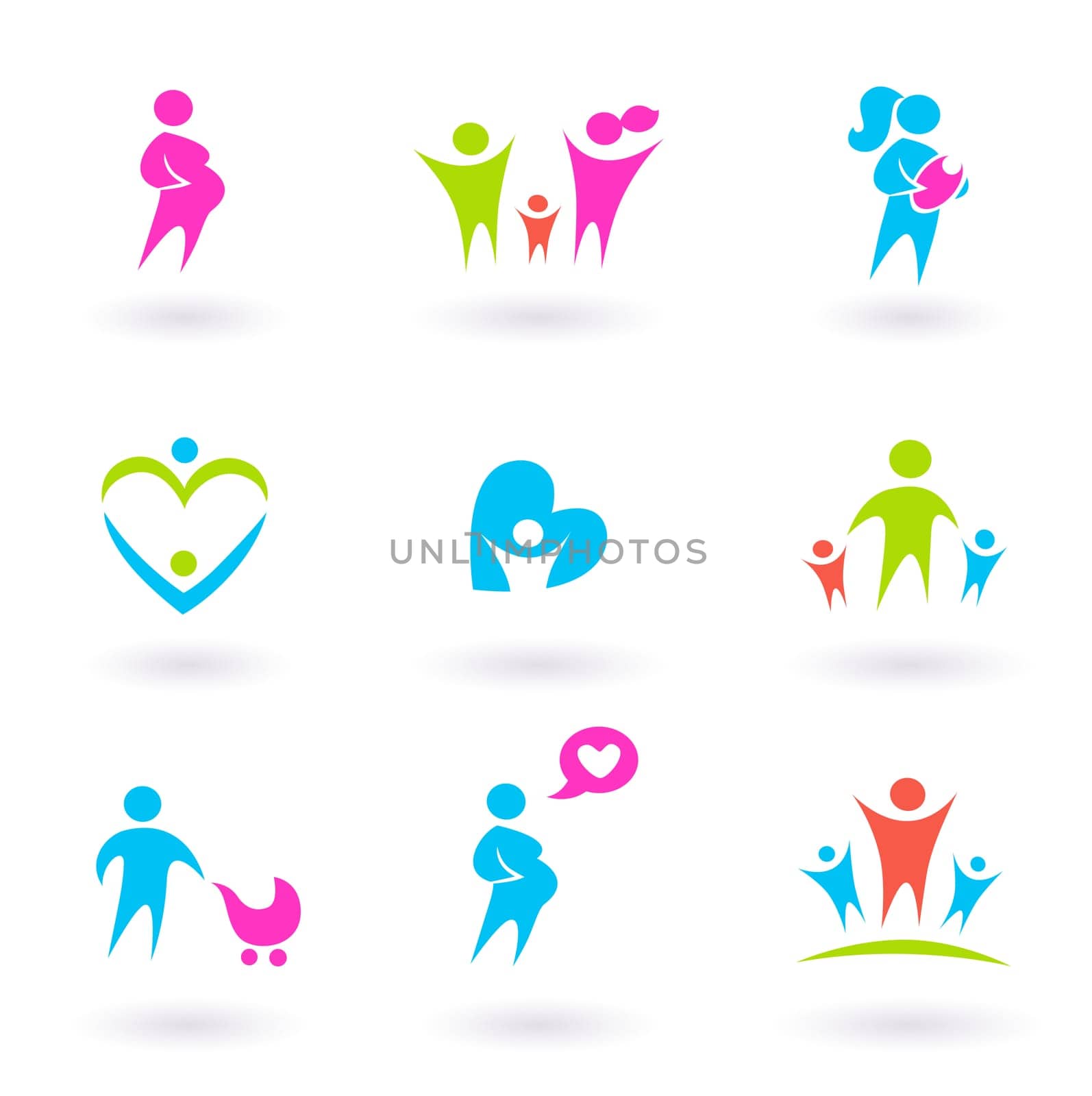 Collection of Family, People and Maternity icons. Vector Illustration.