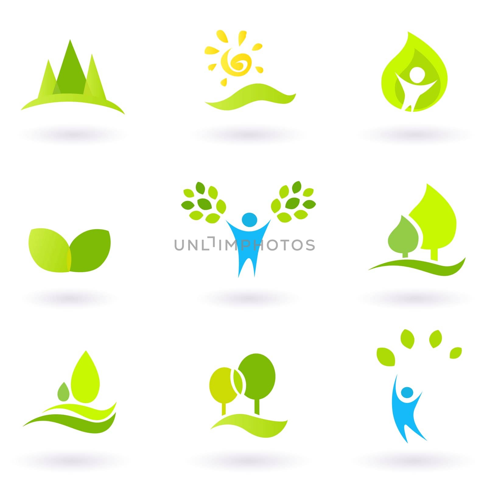 Vector collection of trees and nature icons.