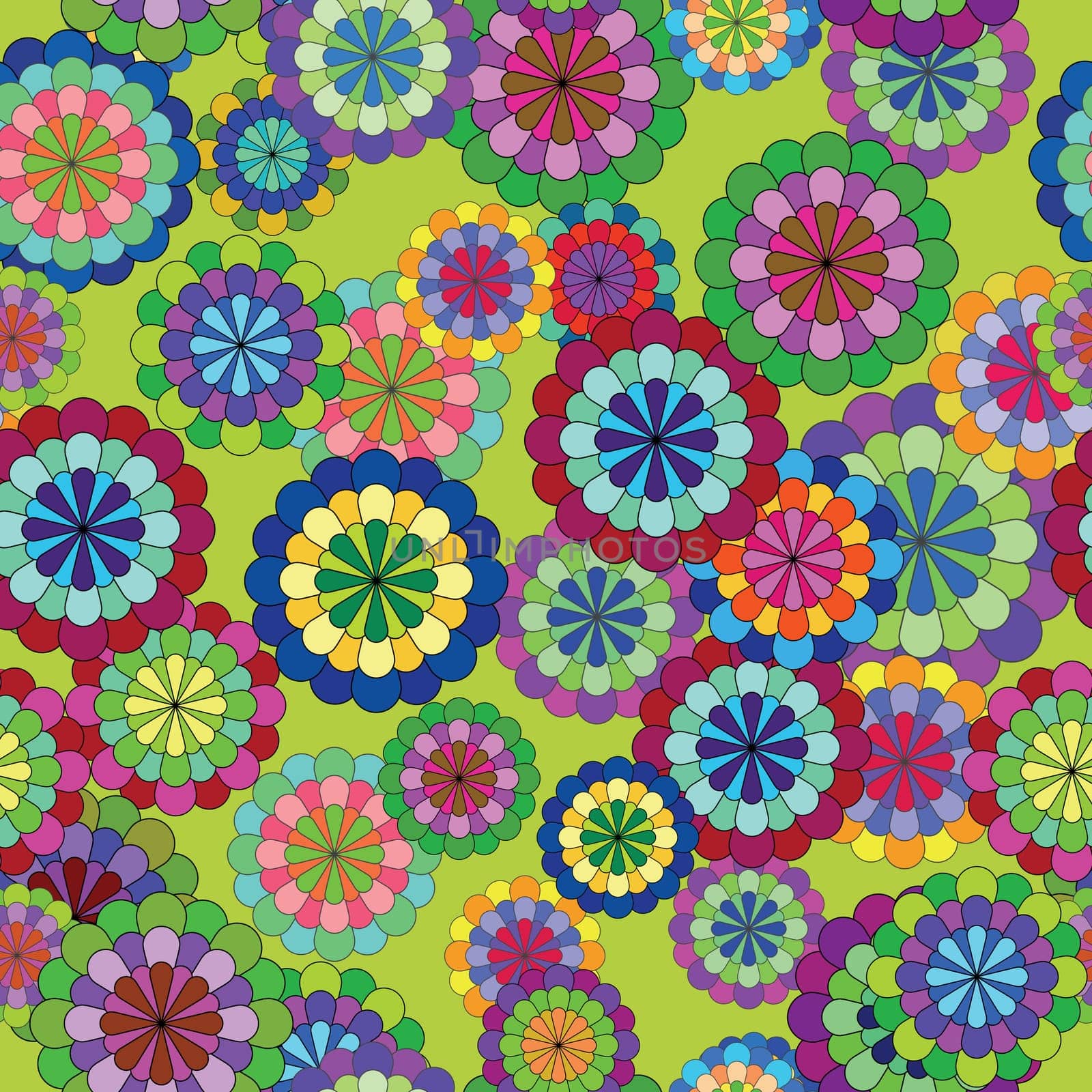 Retro style seamless floral composition
