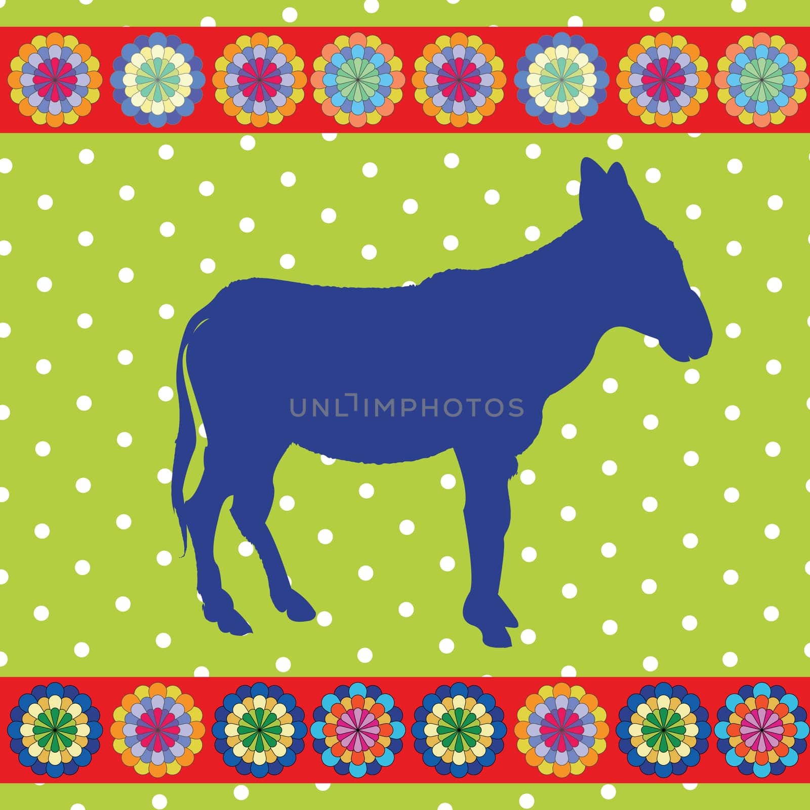 donkey clip art,retro style card