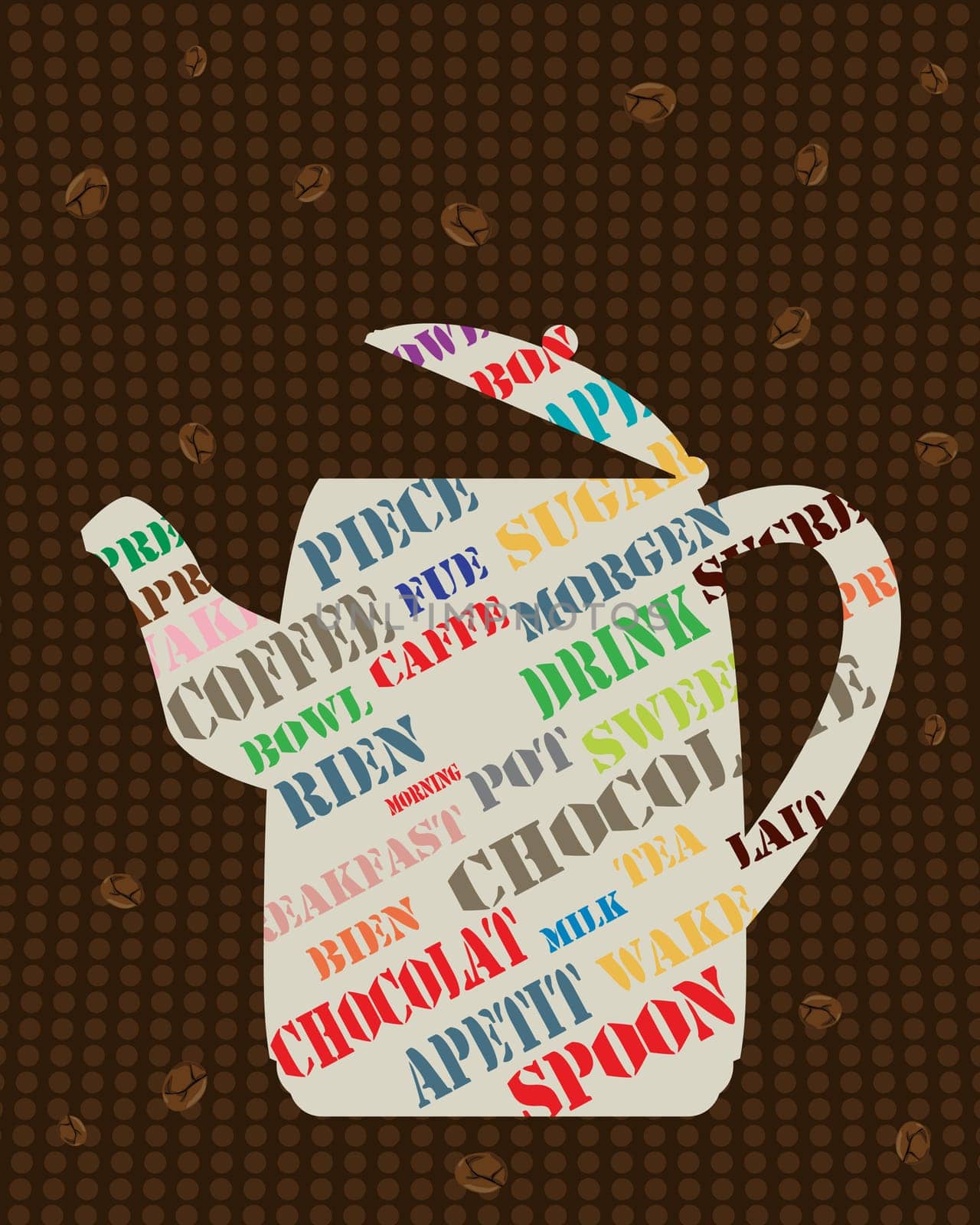 Retro pattern for coffee and tea, abstract art