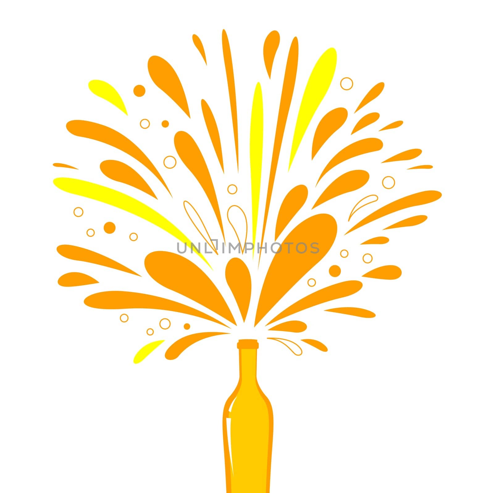Orange splash wine or champagne. Vector Illustration
