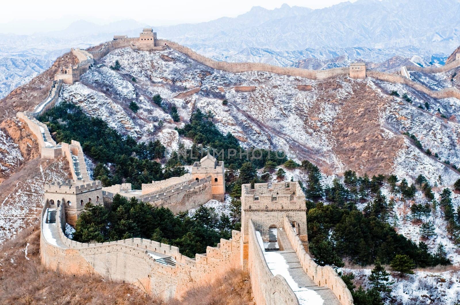Great wall of china during the winter near beijing