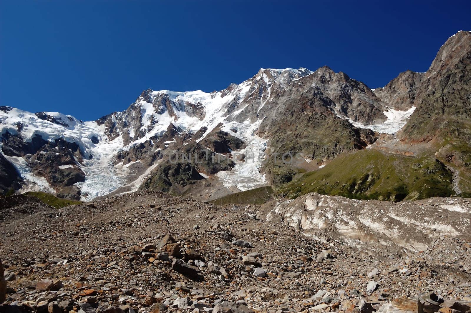 summer view of Monte Rosa glacier, Italian side