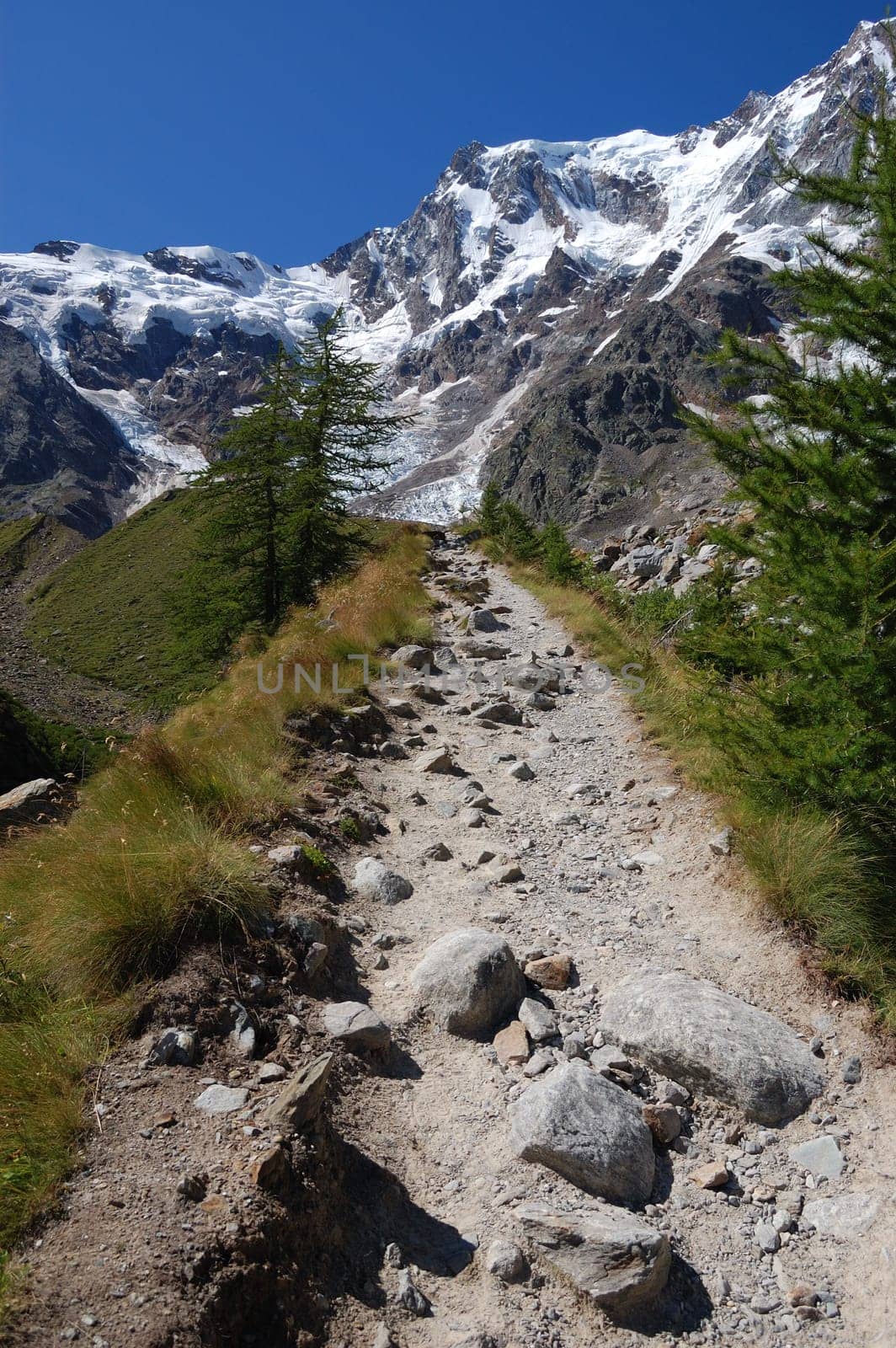 Summer view of a Trail to Monte Rosa, Italy