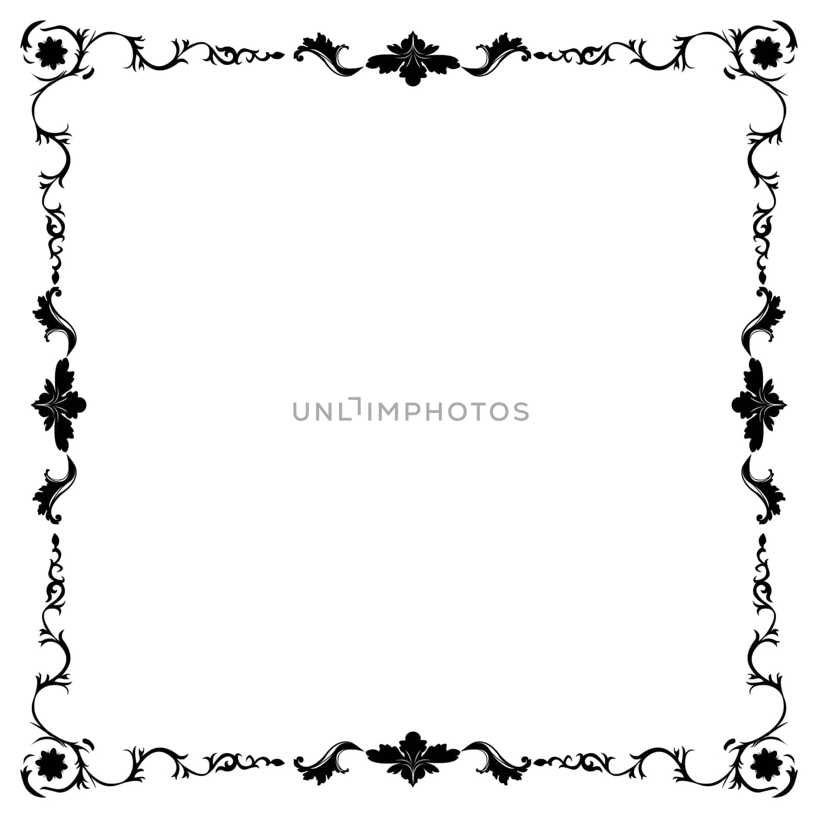 art nouveau black and white floral frame