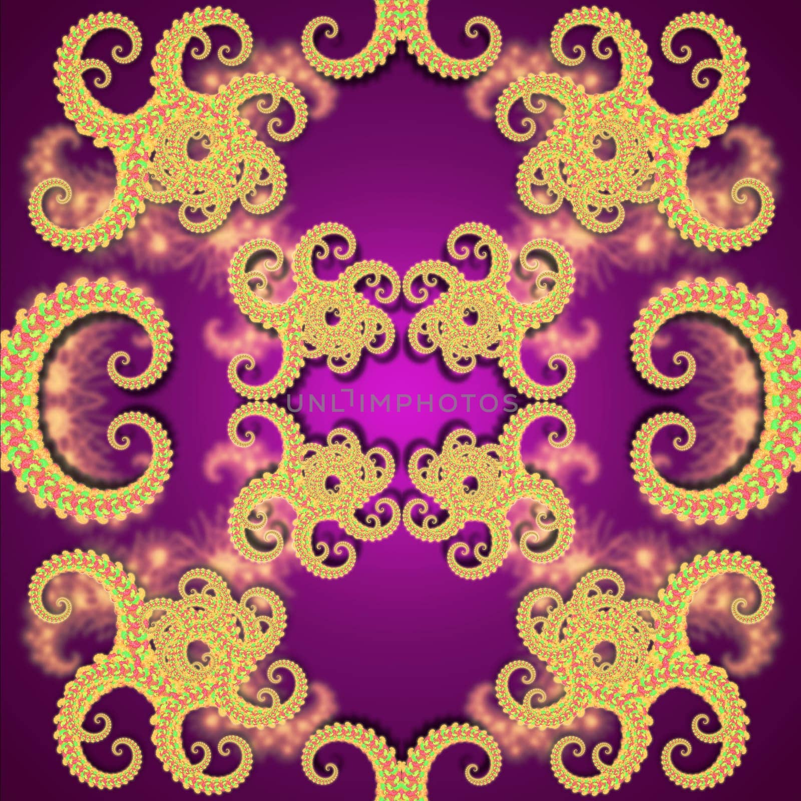 Chinese fractal pattern inspired by octopus. spiral of geometric repeat swirl