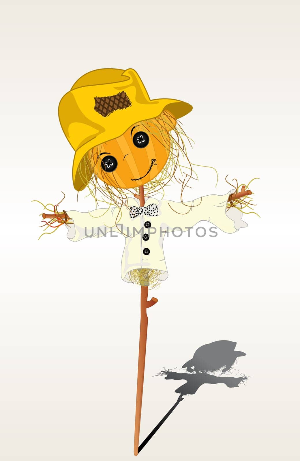 Smiling scarecrow and shadow