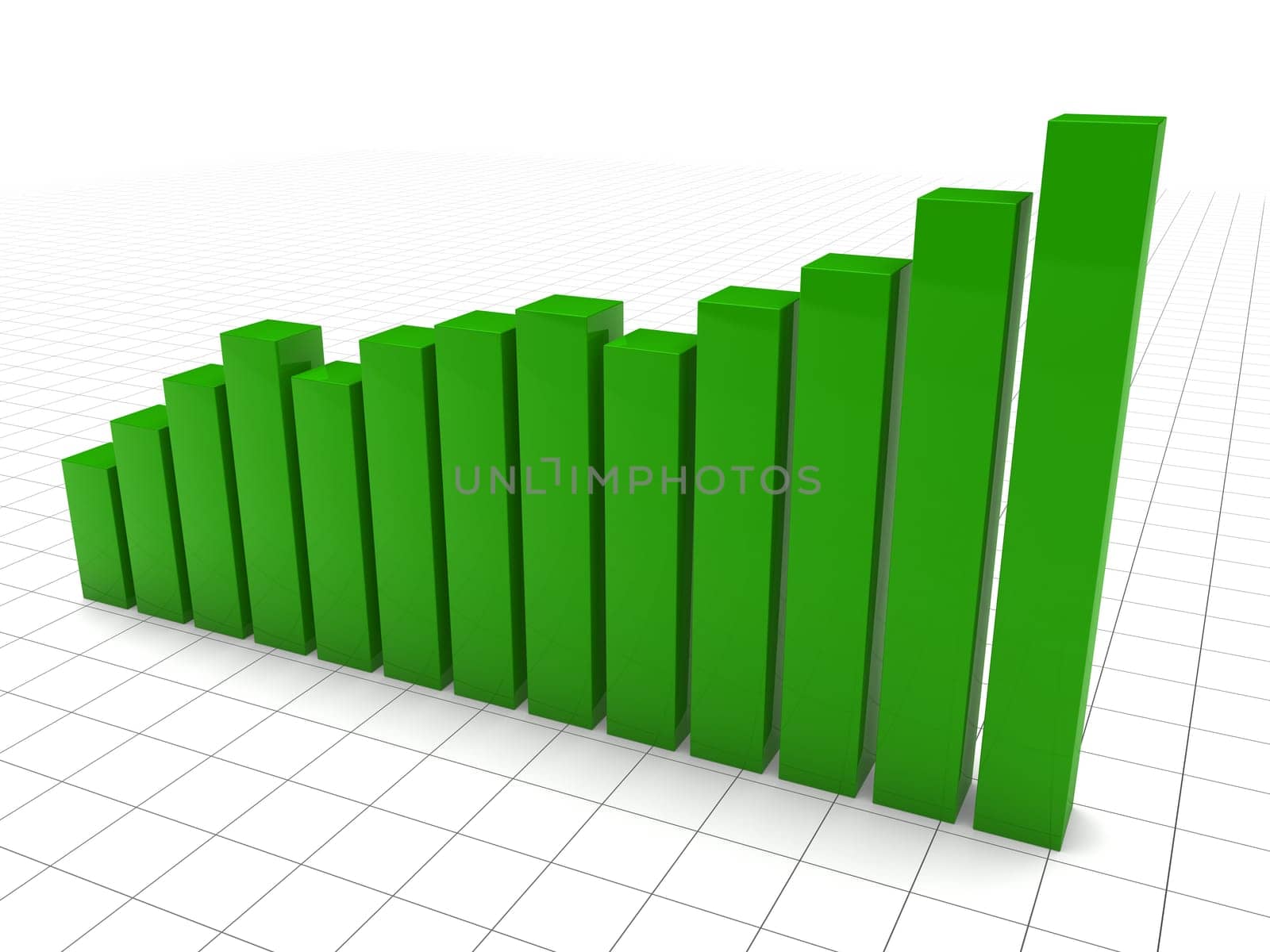 3d graph green diagramm growth chart success