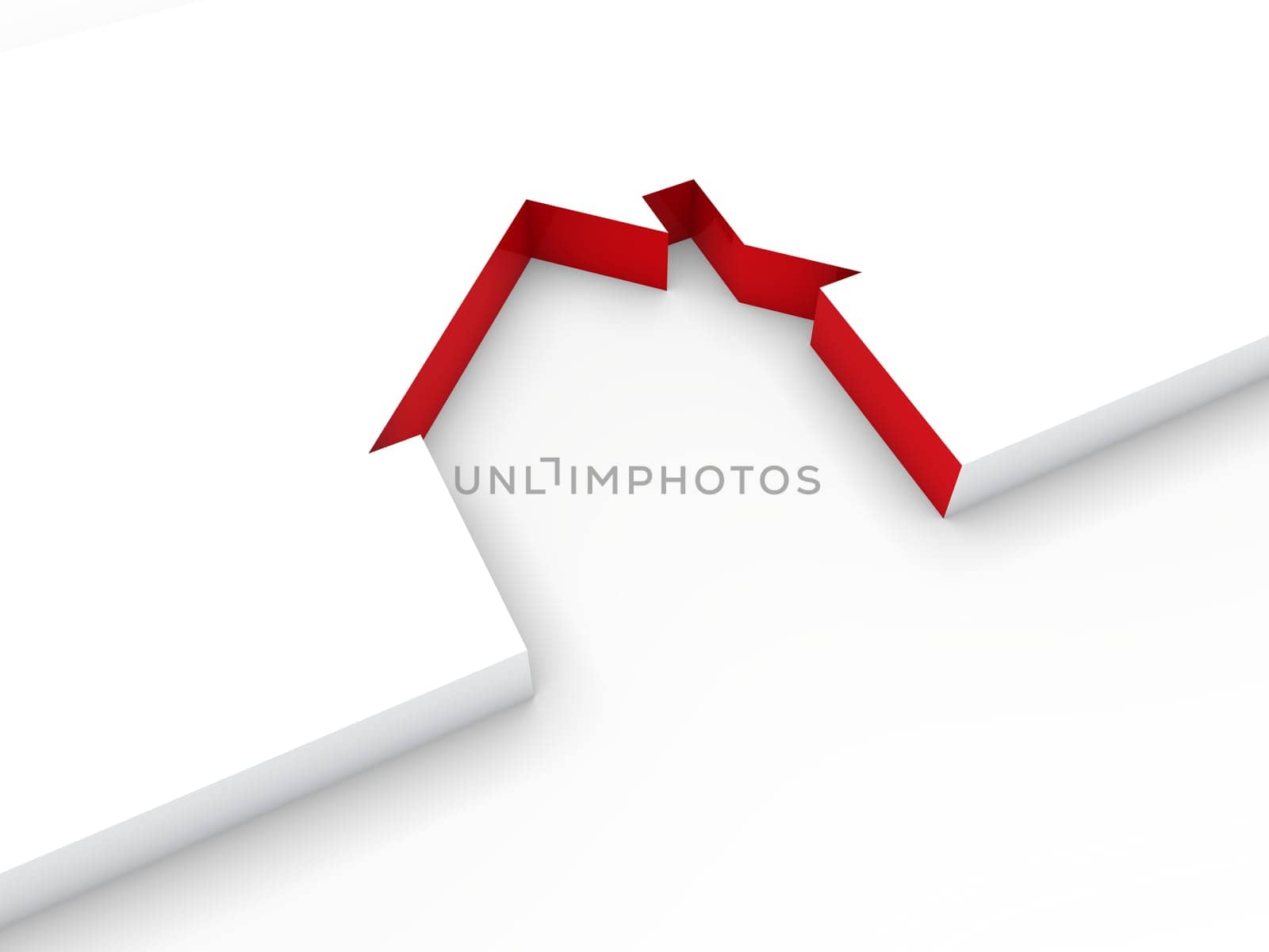 3d house line red white home estate
