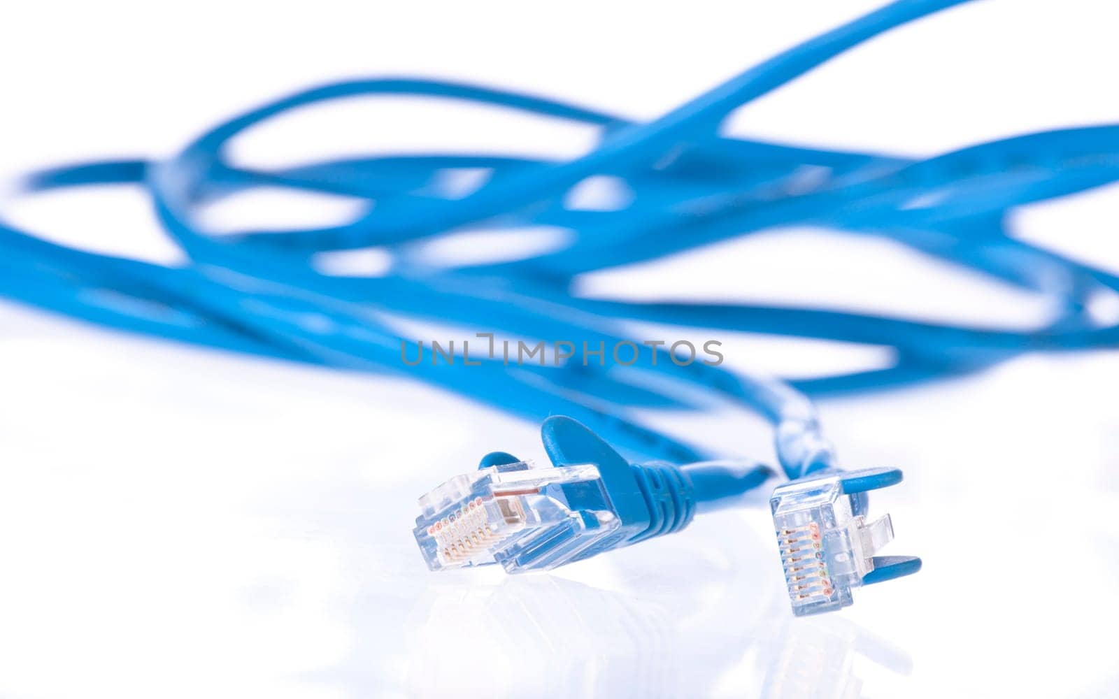 Blue Utp cable for internet isolated on white