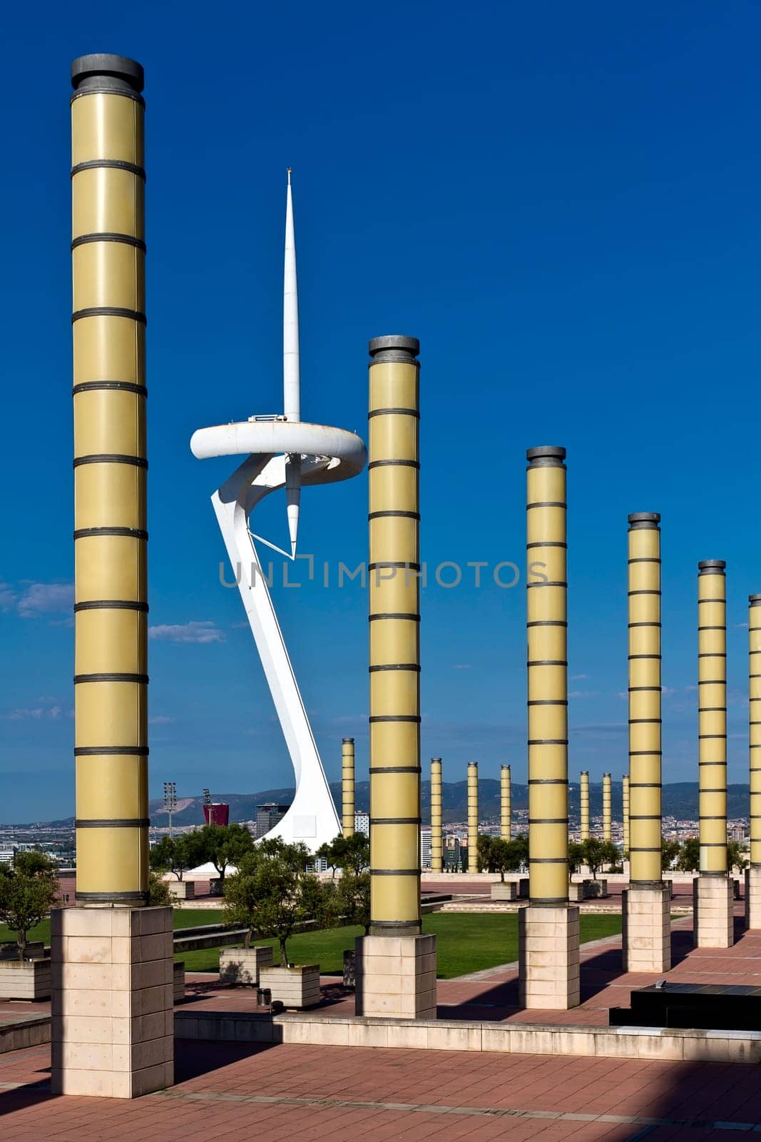 BARCELONA, SPAIN - July 23: Montjuic Communications Tower on July 23, 2011 in Barcelona, Spain. This Tower was built for the Olympic Games of 1992.