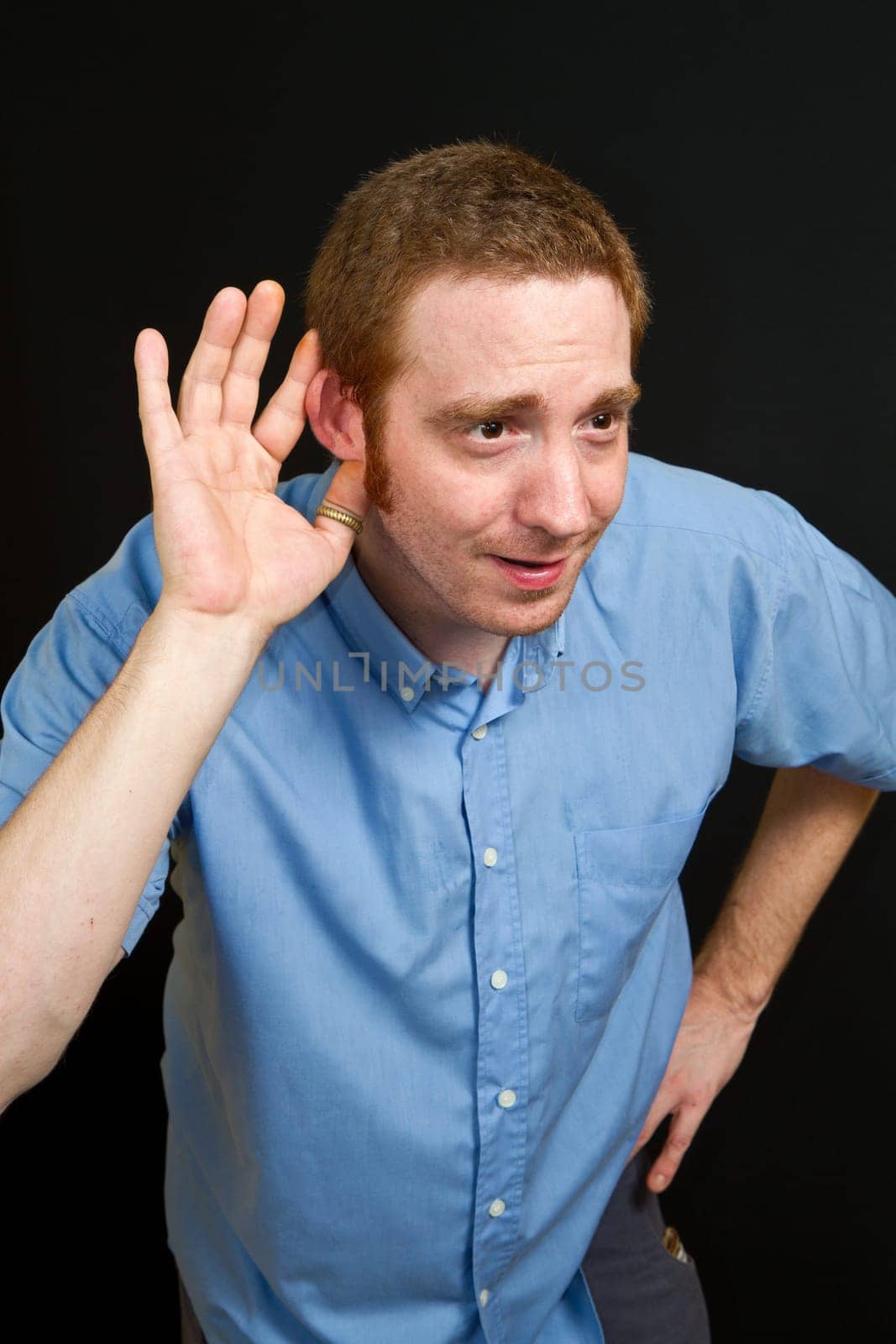 man trying to hearing