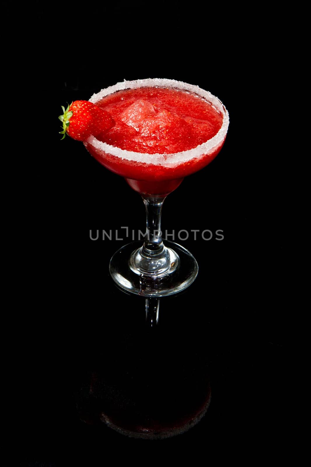 strawberry cocktail on black background