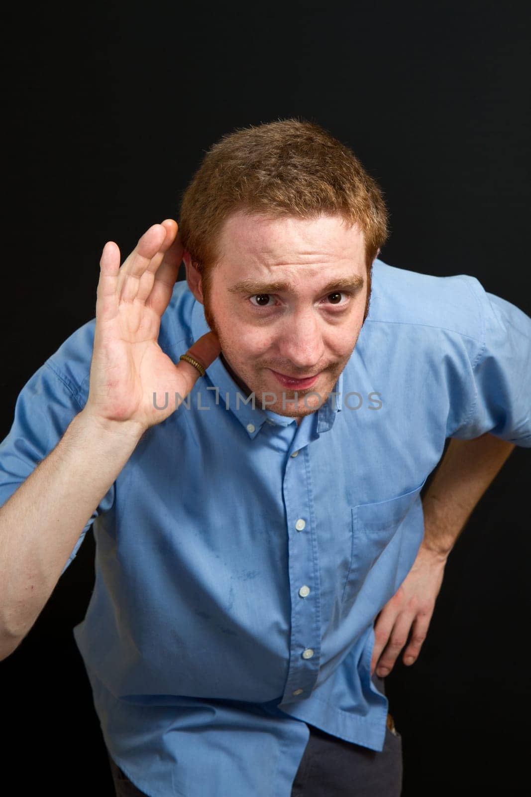 man trying to hearing