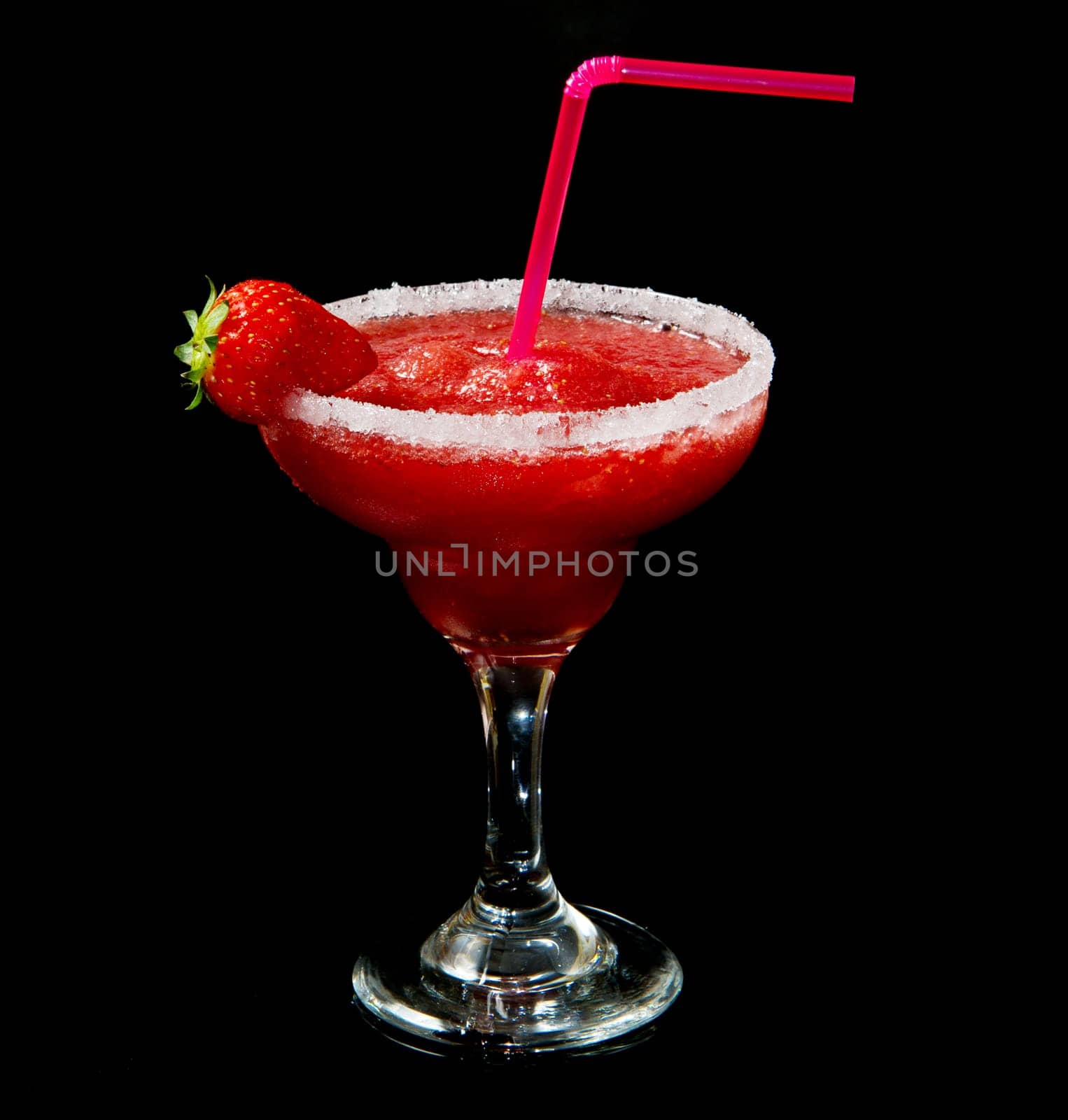 strawberry cocktail on black background