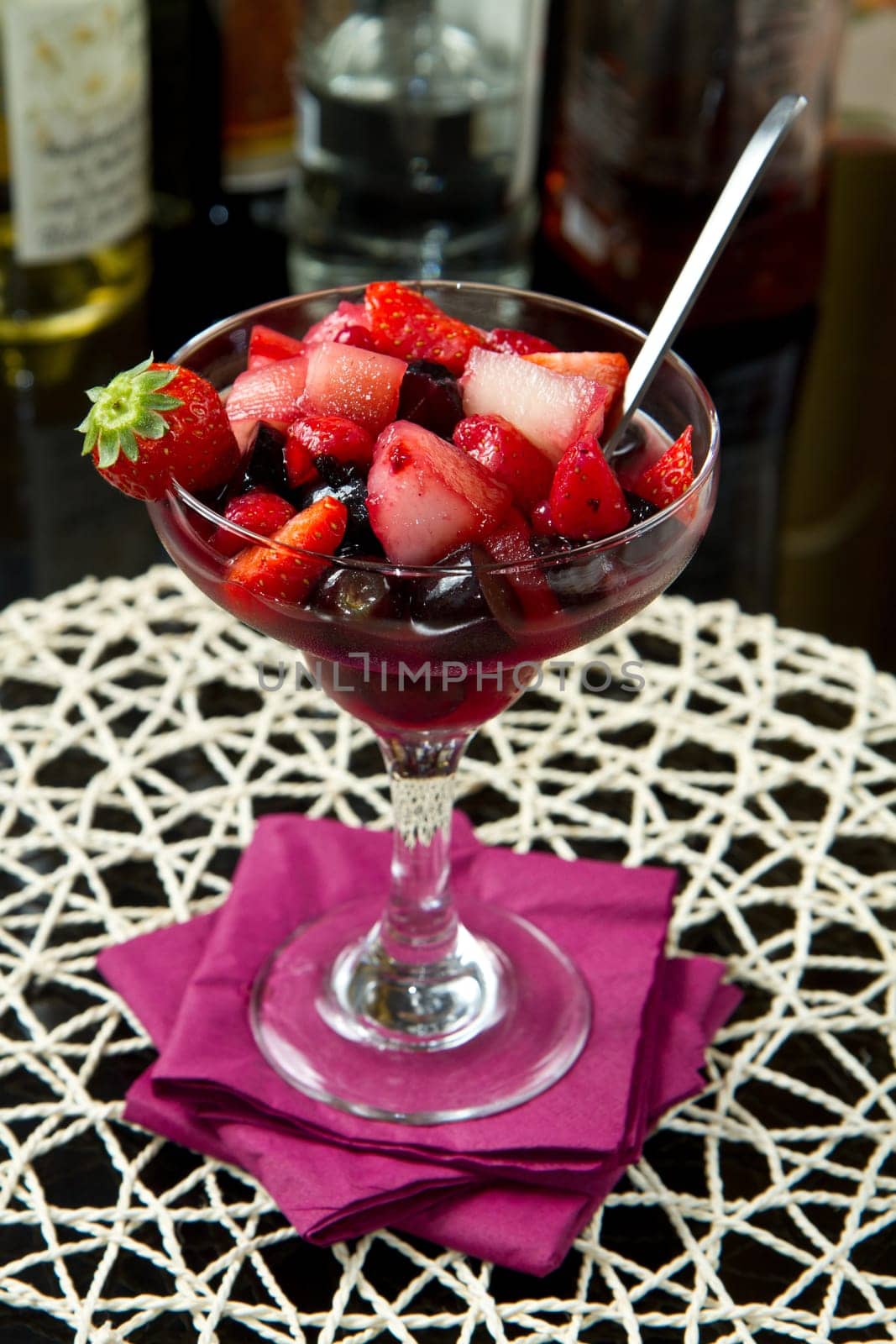 fresh fruit salad on black background