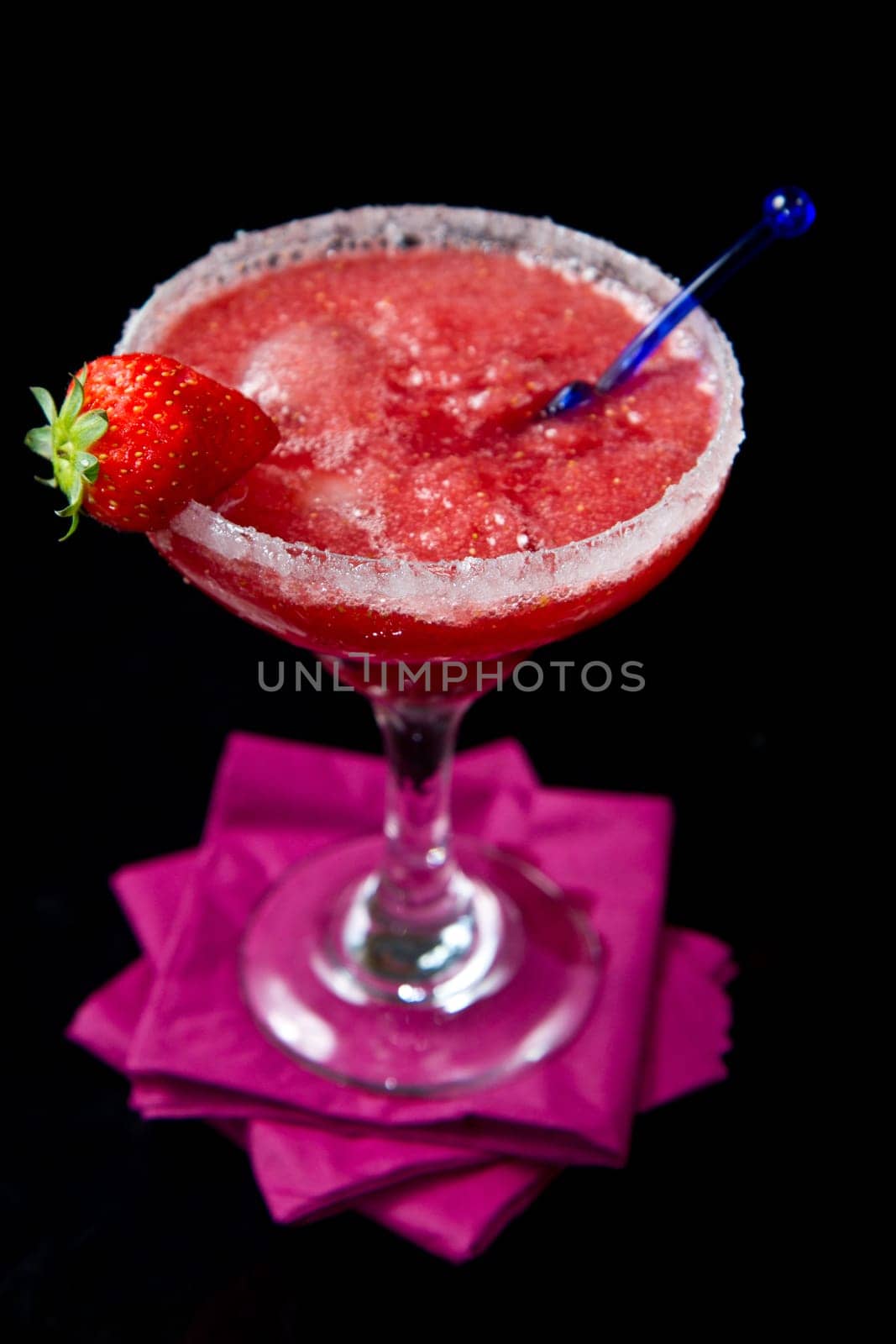 strawberry cocktail on black background