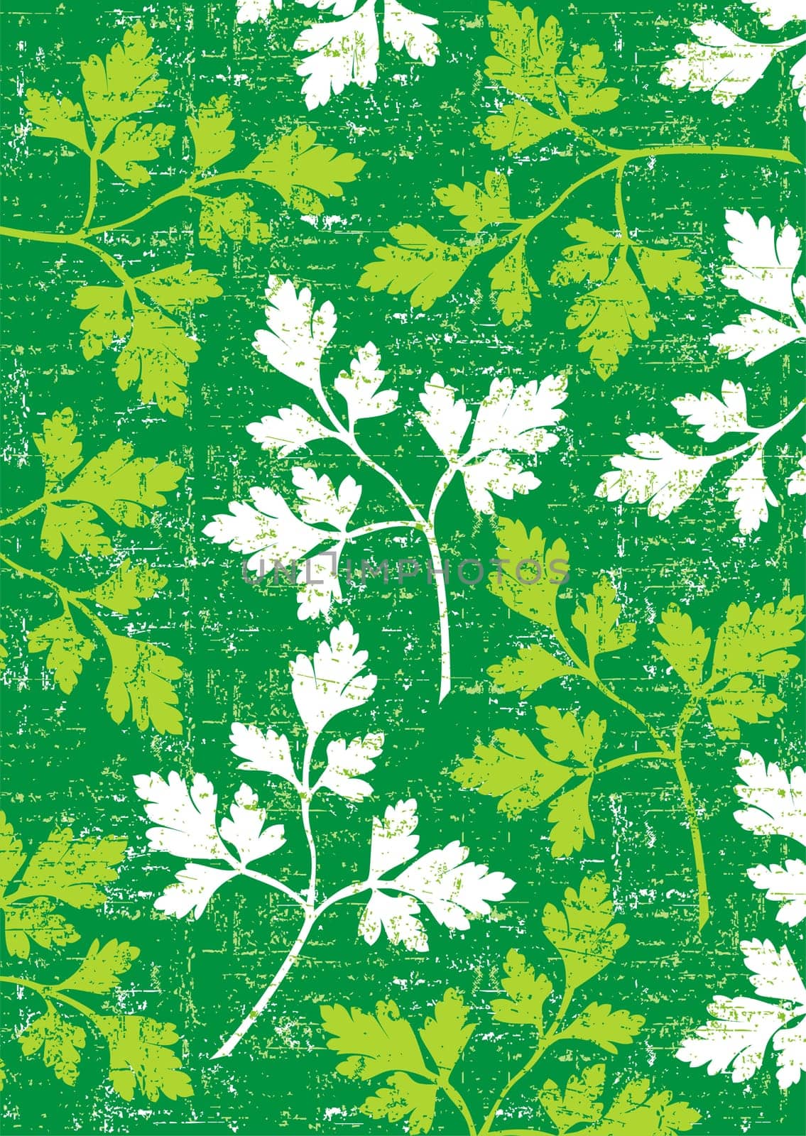 Parsley wallpaper vertical on green background.