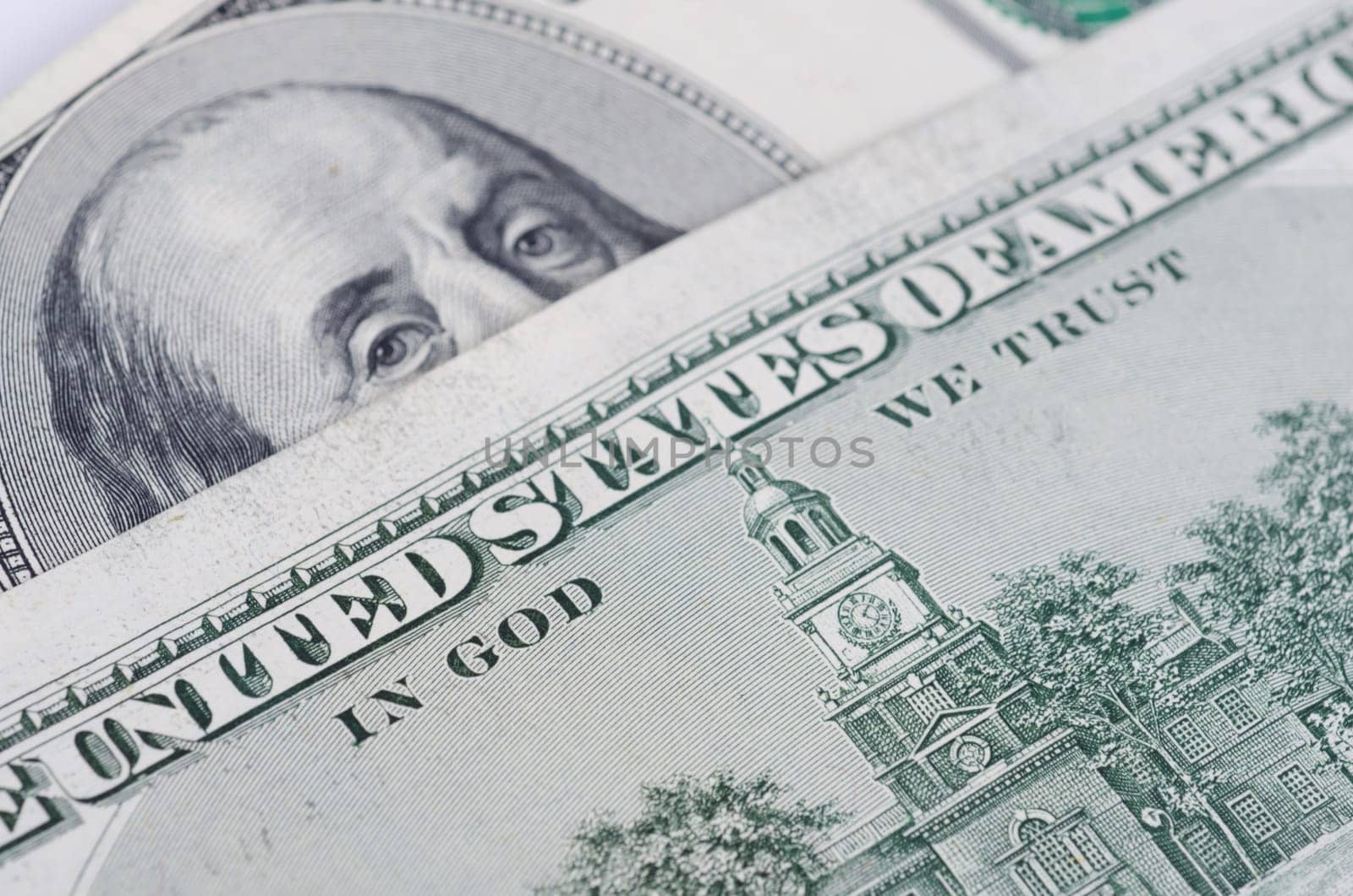 Close up view of pack dollar banknotes