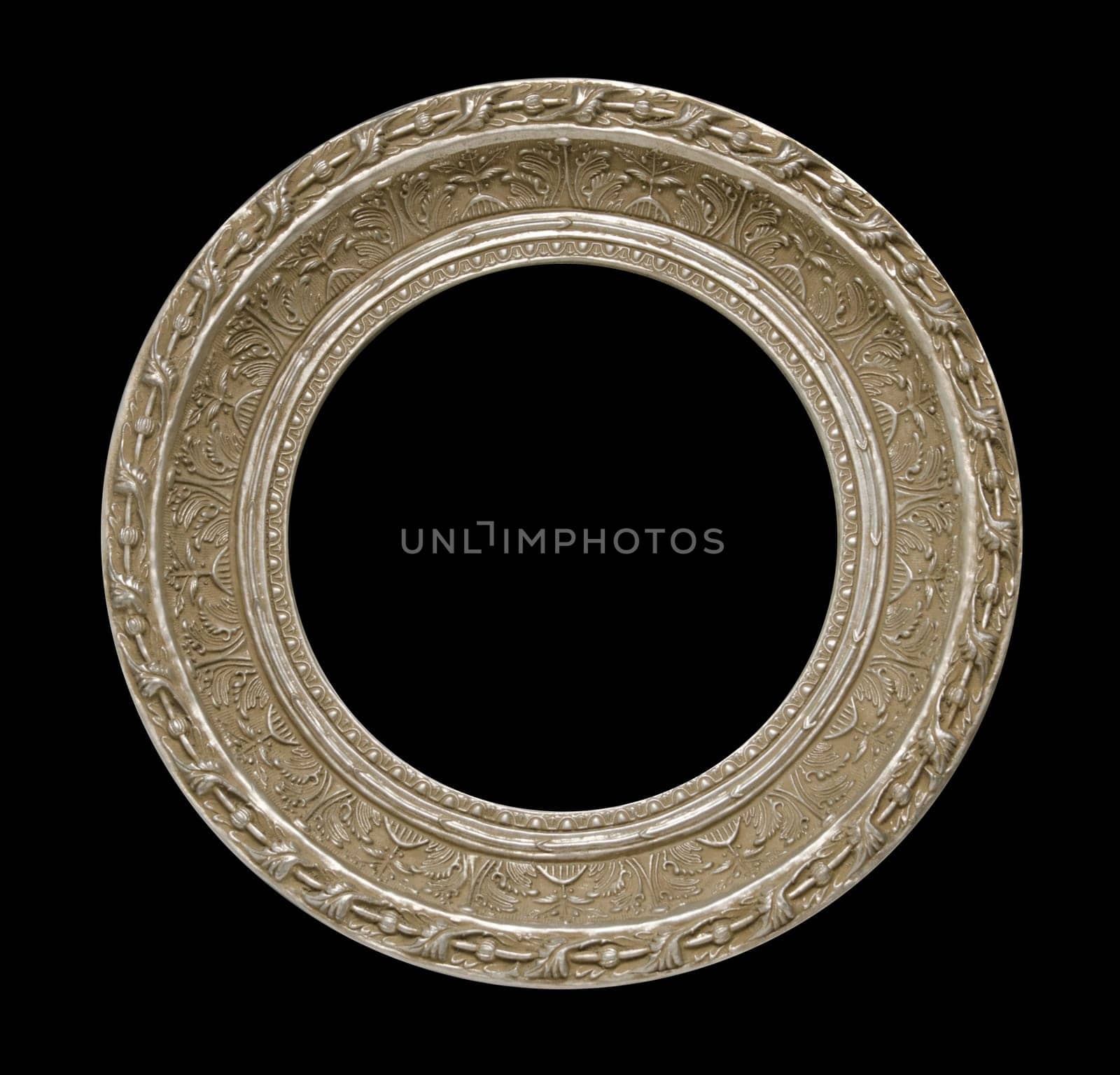 Picture gold frame with a decorative pattern on a black