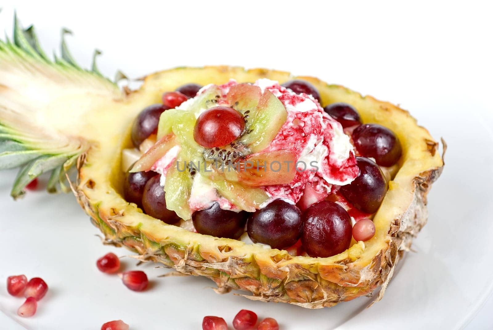 pineapple fruit ice-cream cocktail on a white