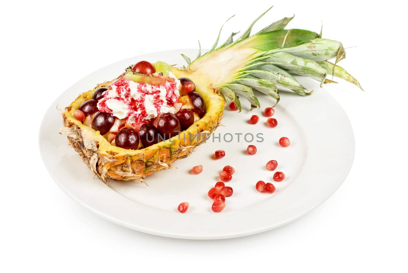 pineapple fruit ice-cream cocktail on a white