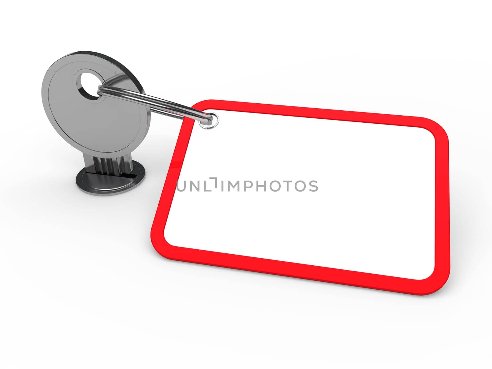 3d key attached chrome label estate red