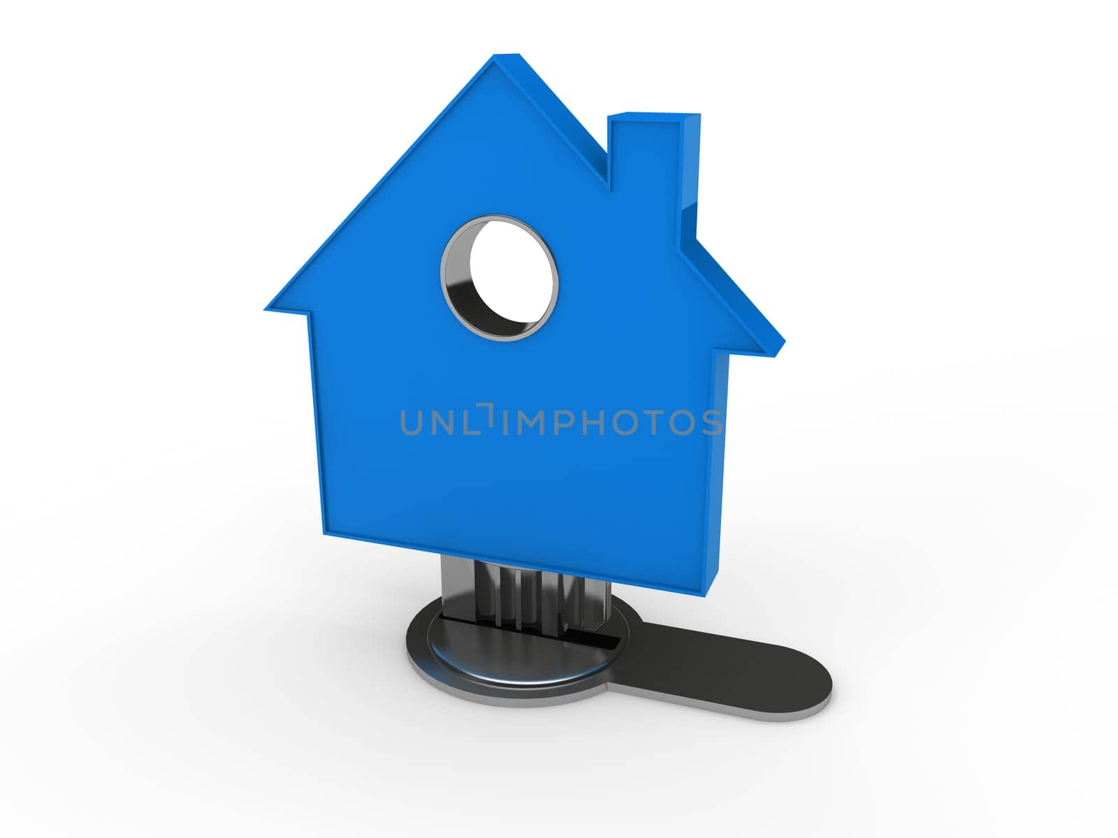 3d home key house home blue security