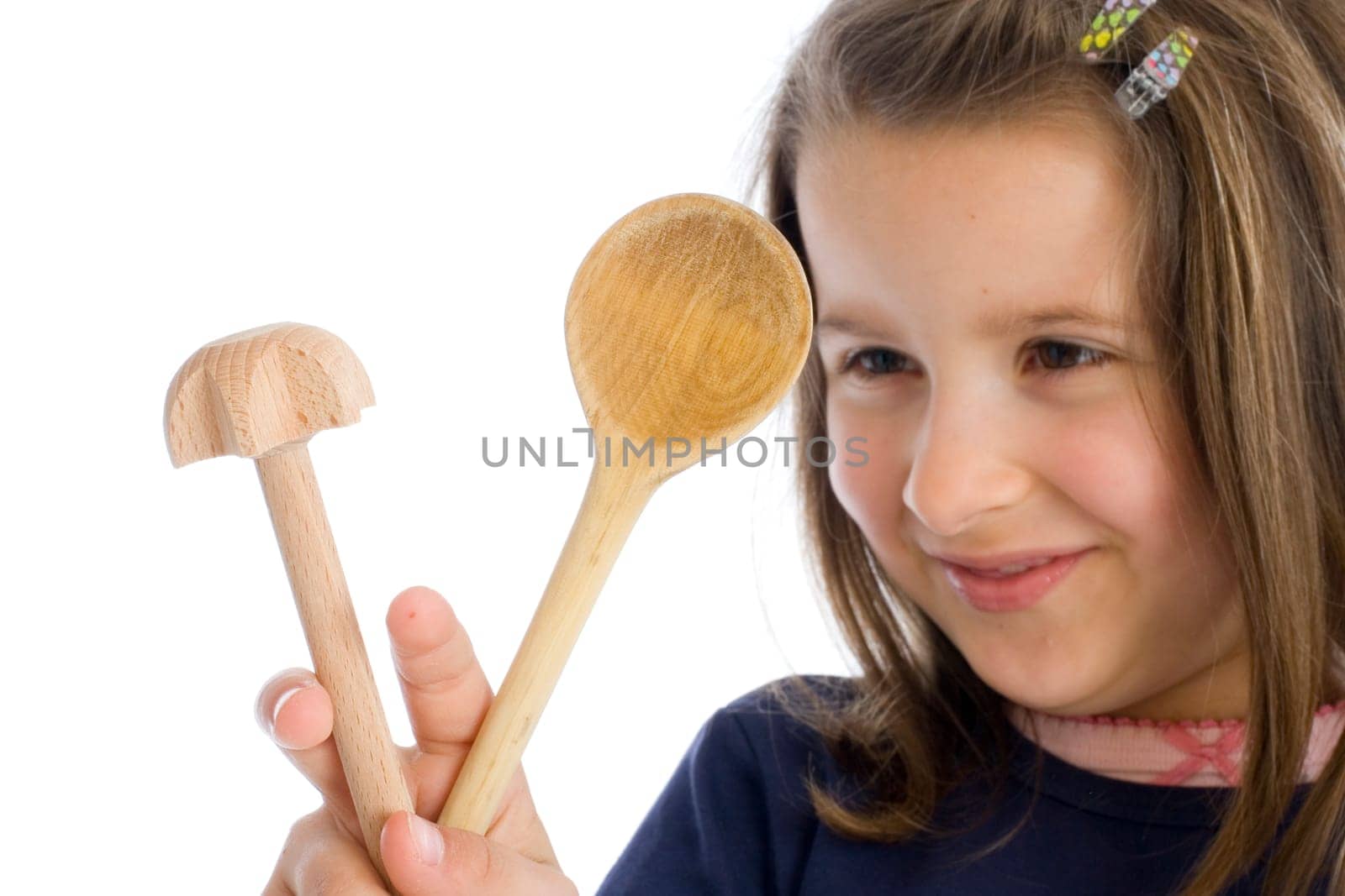 six-year-old girl with wooden spoons (mr)