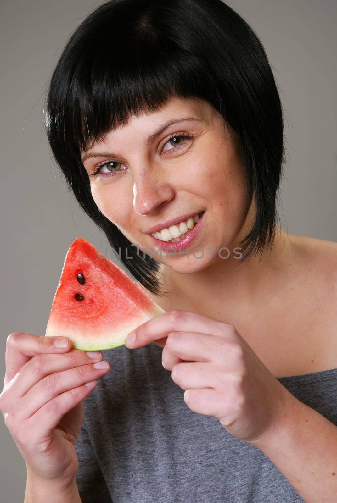 Young woman with melon