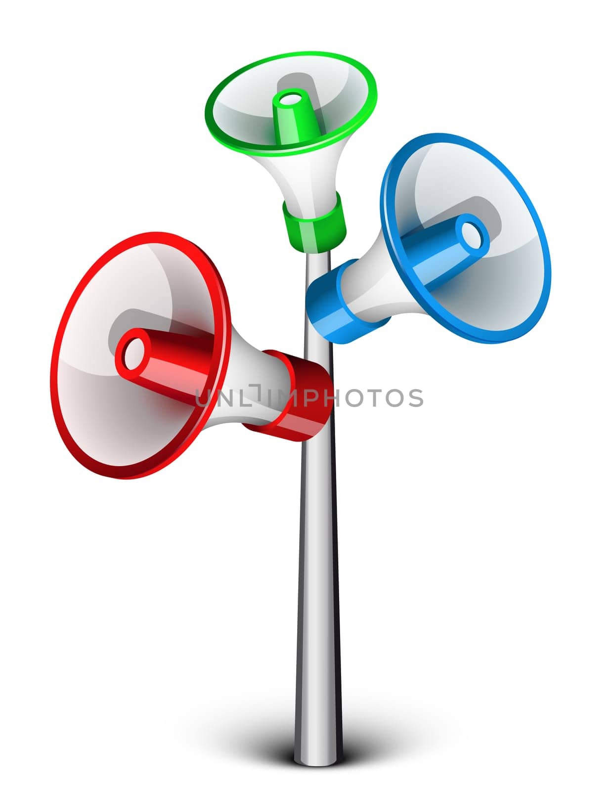 Three megaphones on the pole