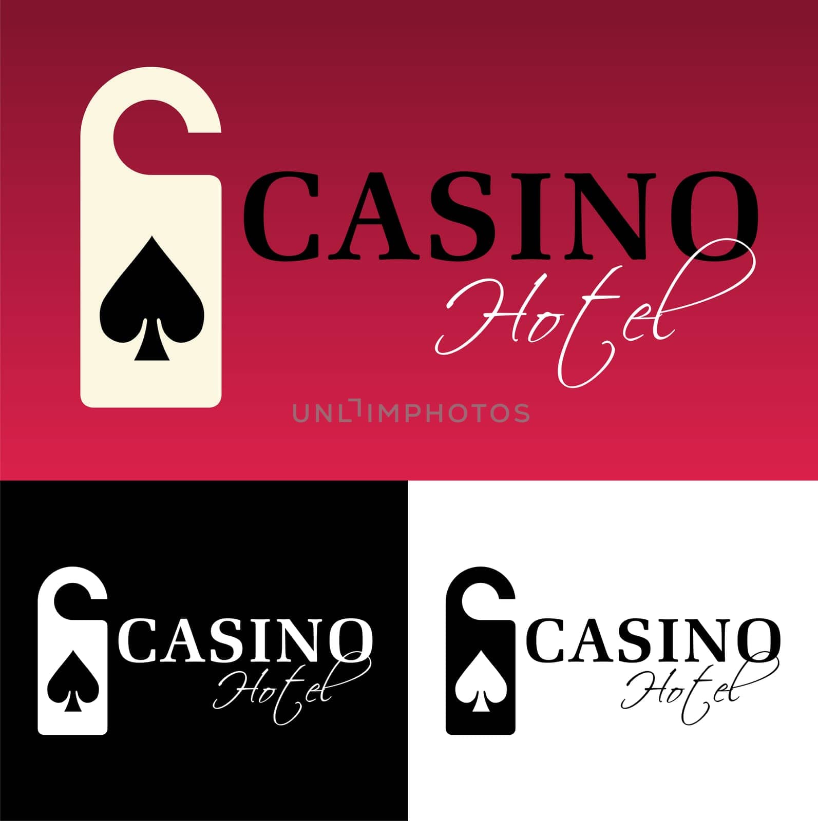 Hotel casino logo on black background. Vector available