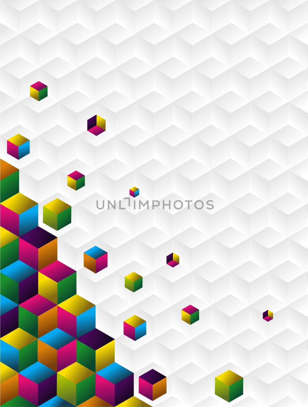 Multicolored cubes background. Vector available.