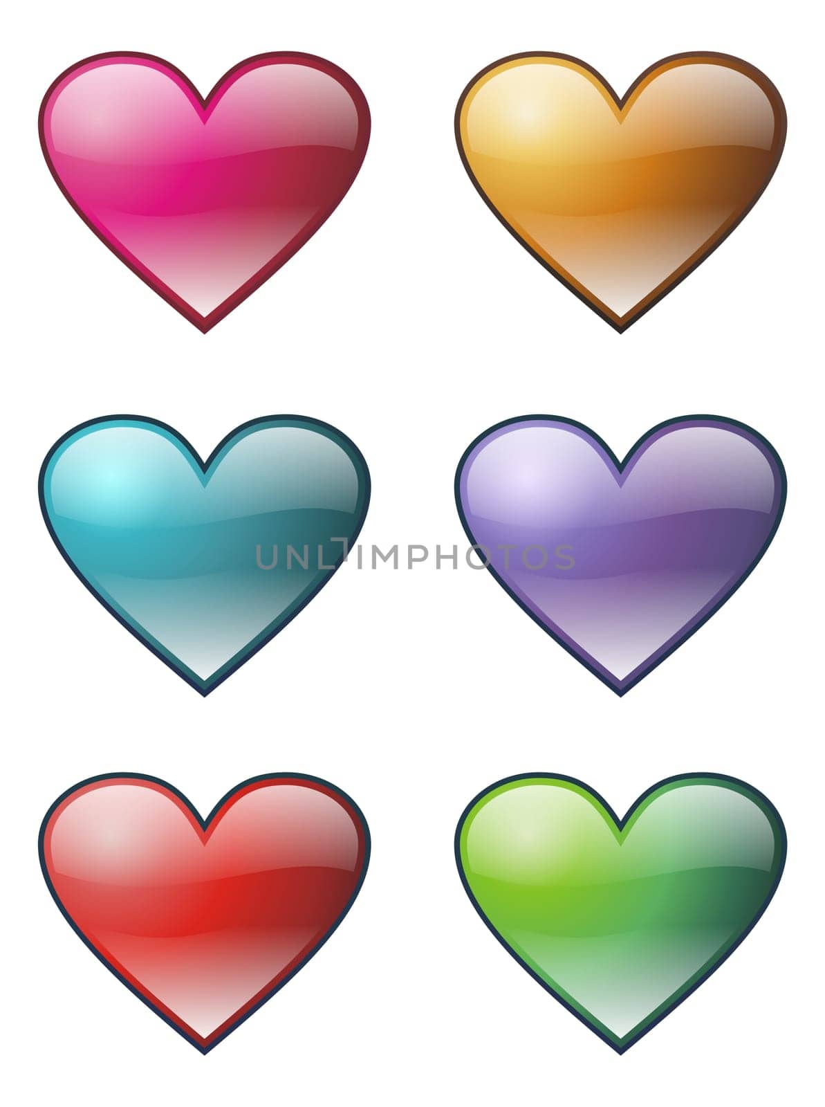 Illustration of hearts icon set. Vector available