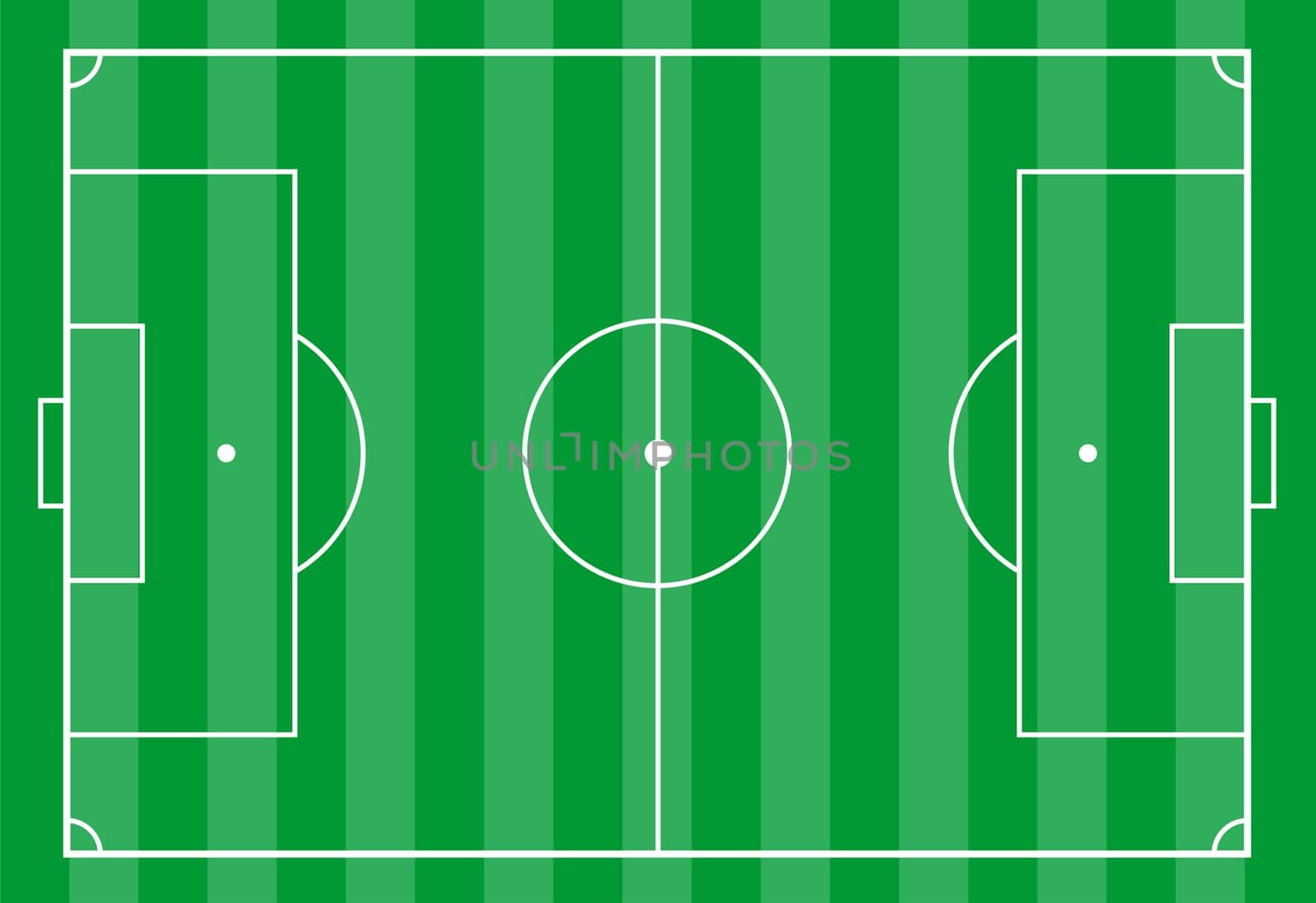 Top view of a soccer field. Useful for planning soccer strategies.