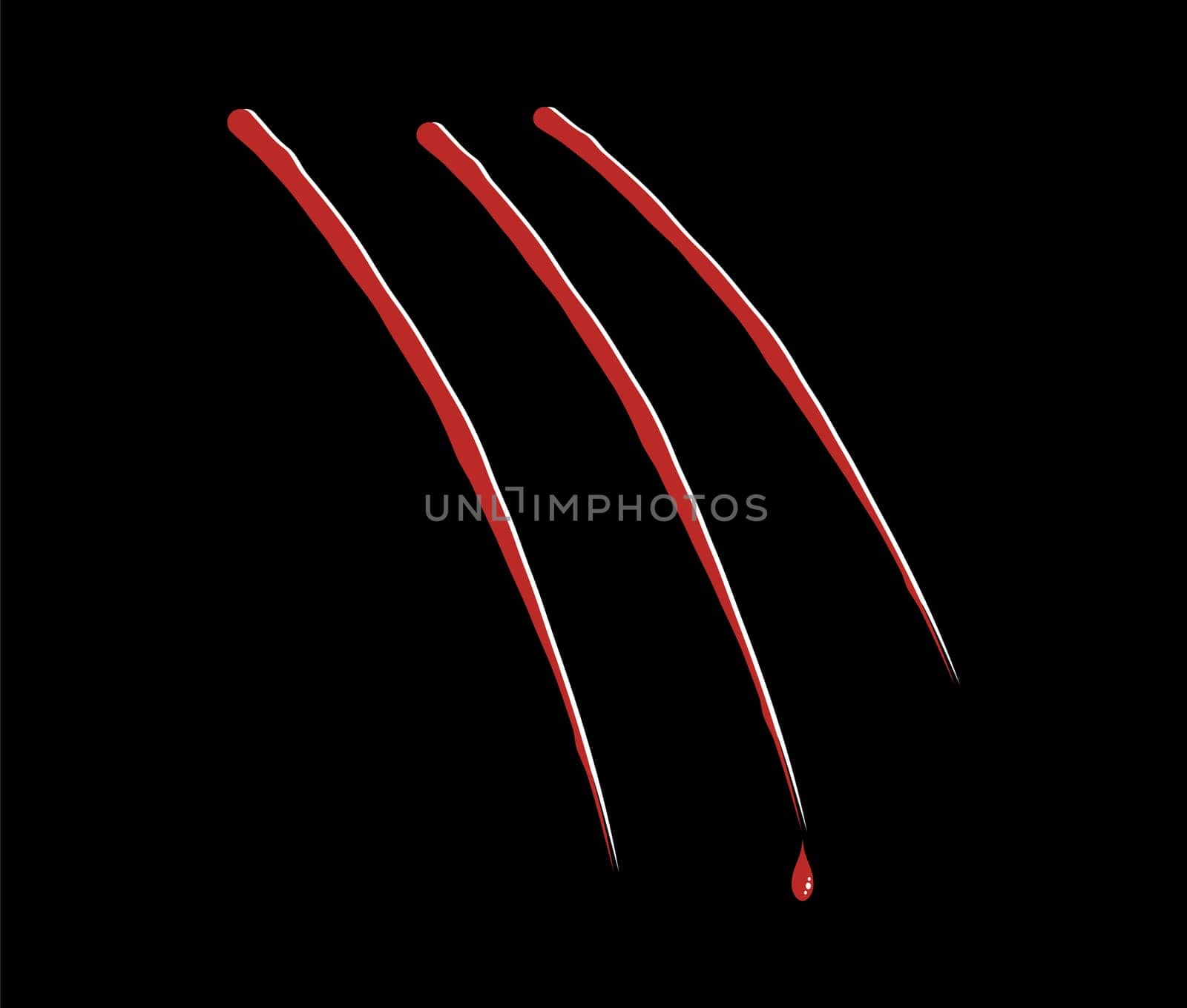 three red scratches dropping blood on black background