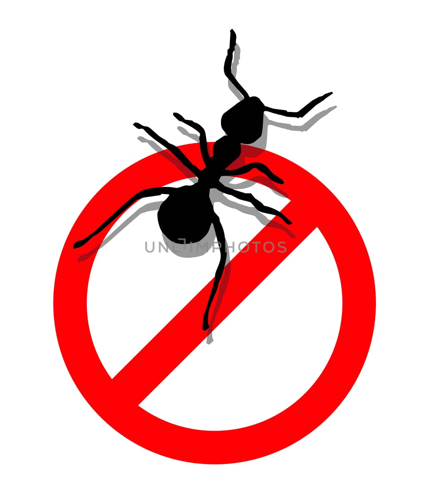 Illustration of forbidden to enter ants. Vector available
