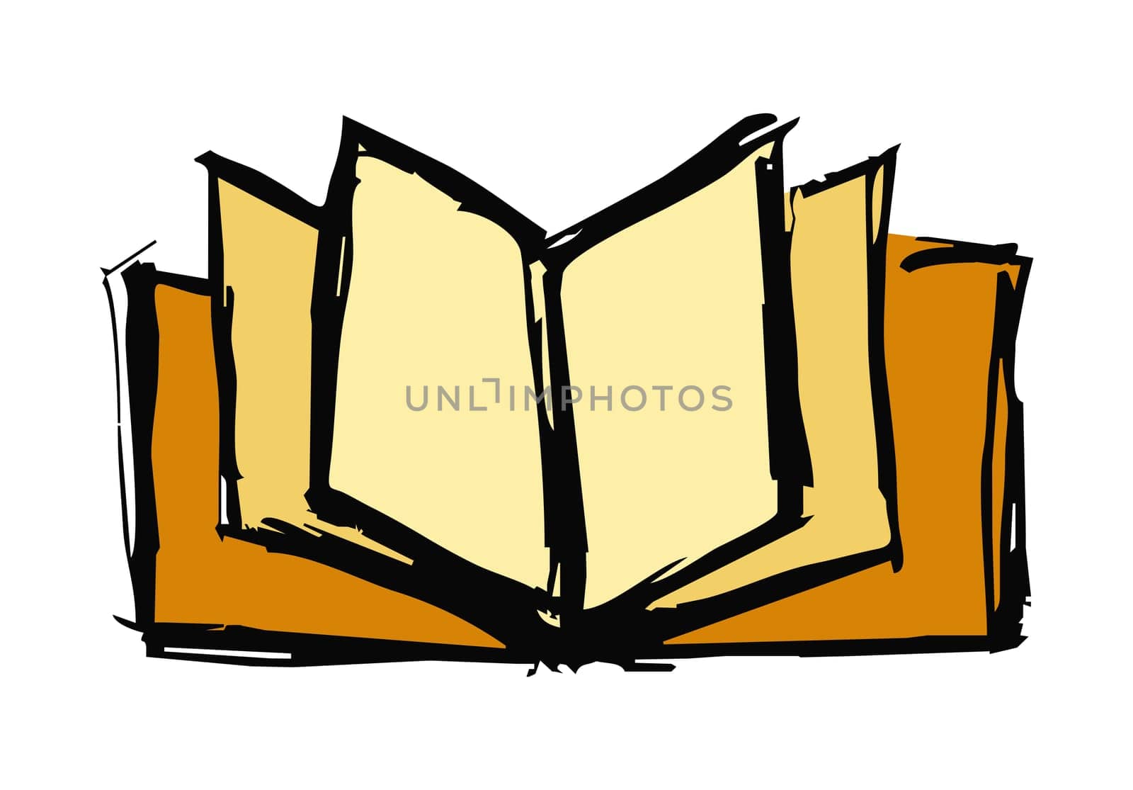 Hand drawn sketch of an open book over white background. Vector file available