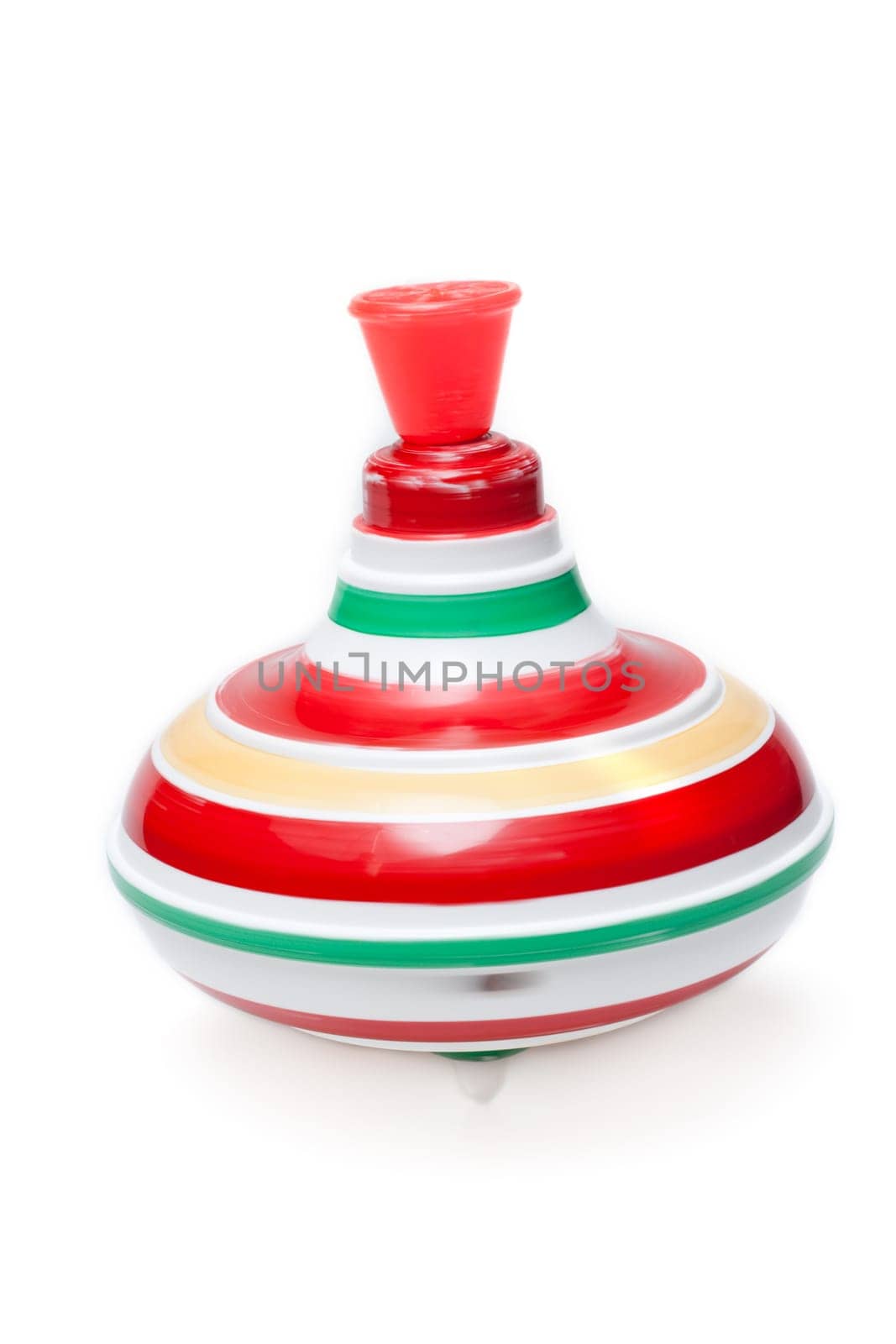 Plastic nursery whirligig astir spins on white background