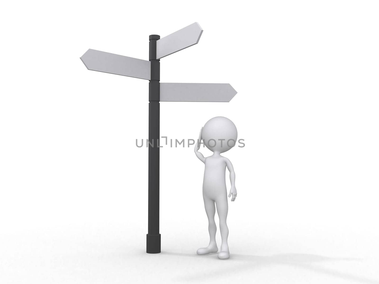 direction, man is taking a decision with the help sign