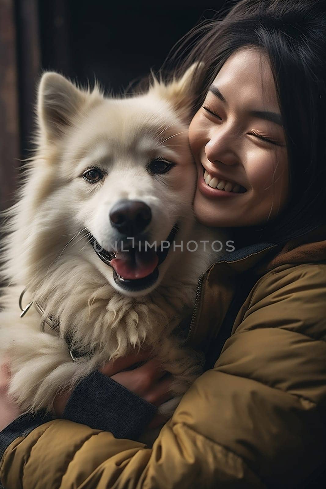 Dog woman cute female young pet portrait love friendship happy animal by Vichizh