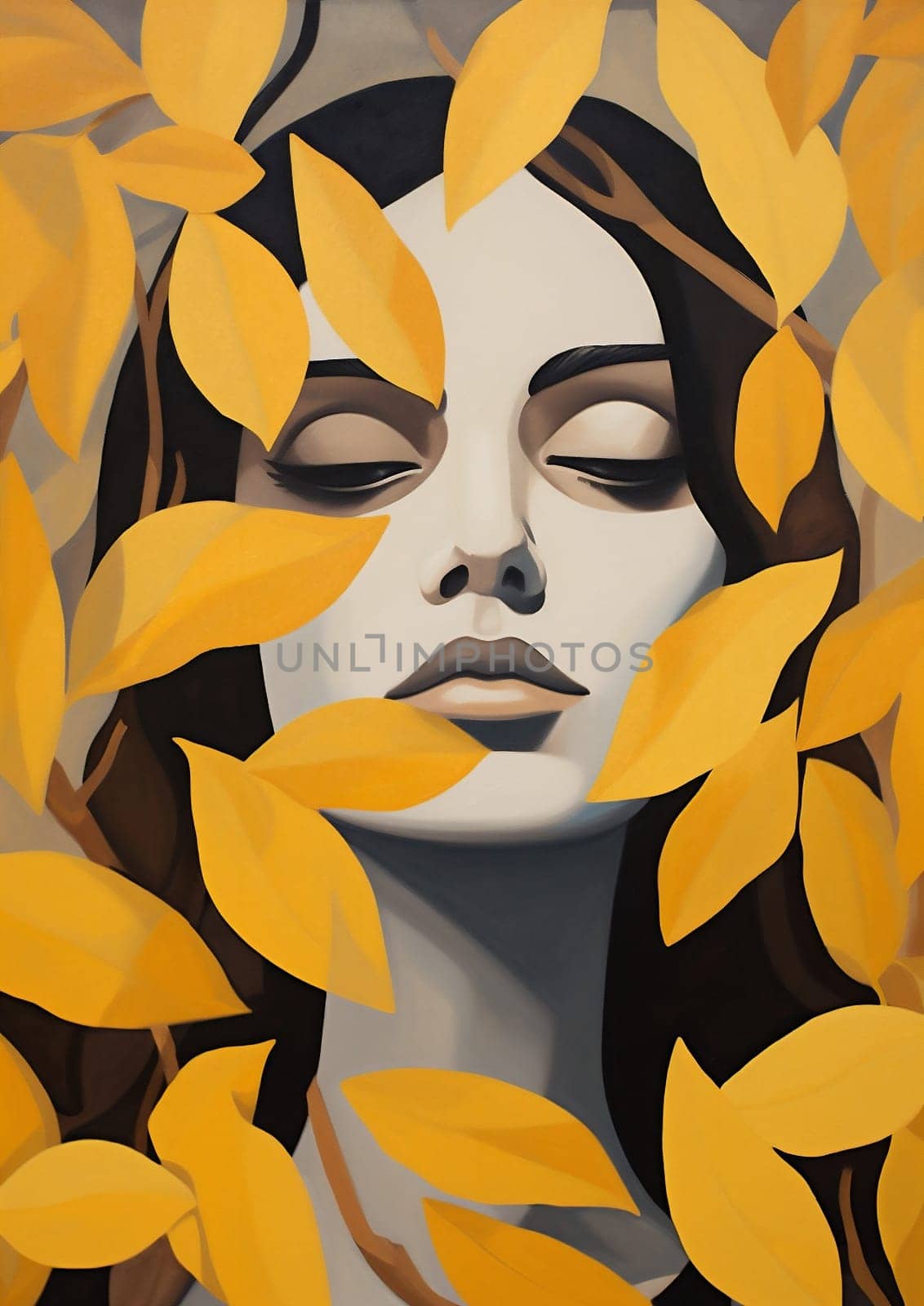 Yellow woman person style illustration hair face beauty adult design background art pretty model young white female colorful nature portrait fashion glamour lady autumn